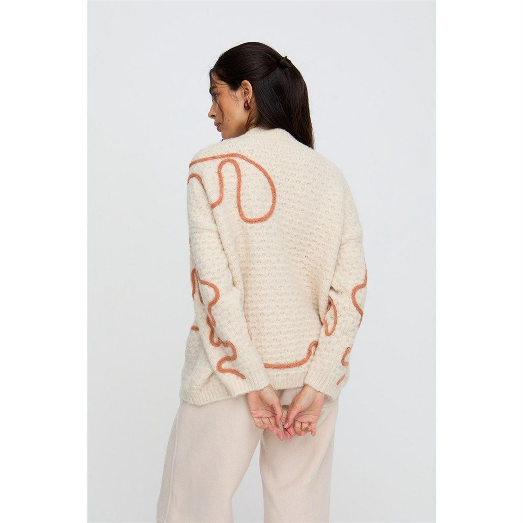 Raffya Elton Crew Neck Drop Shoulder Sweater