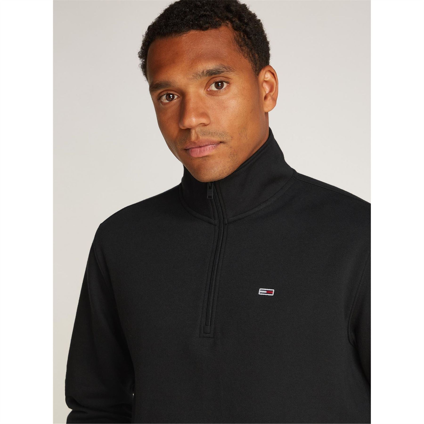 Tommy Jeans Flag Graphic Zip Neck Long Sleeve Sweatshirt