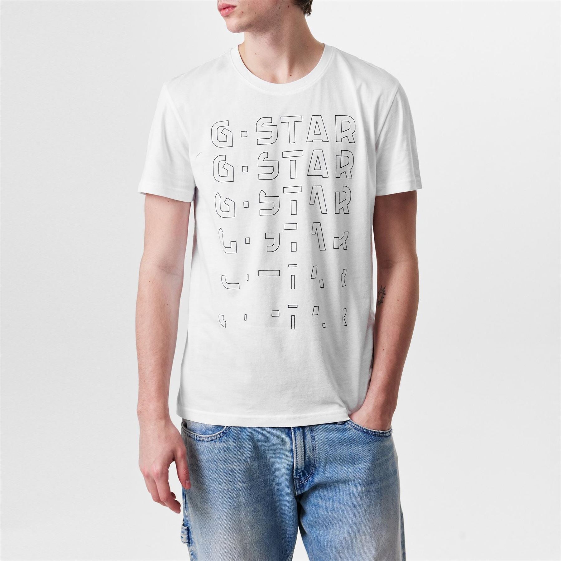 G Star Regular Fit Lettering Crew Neck T-Shirt