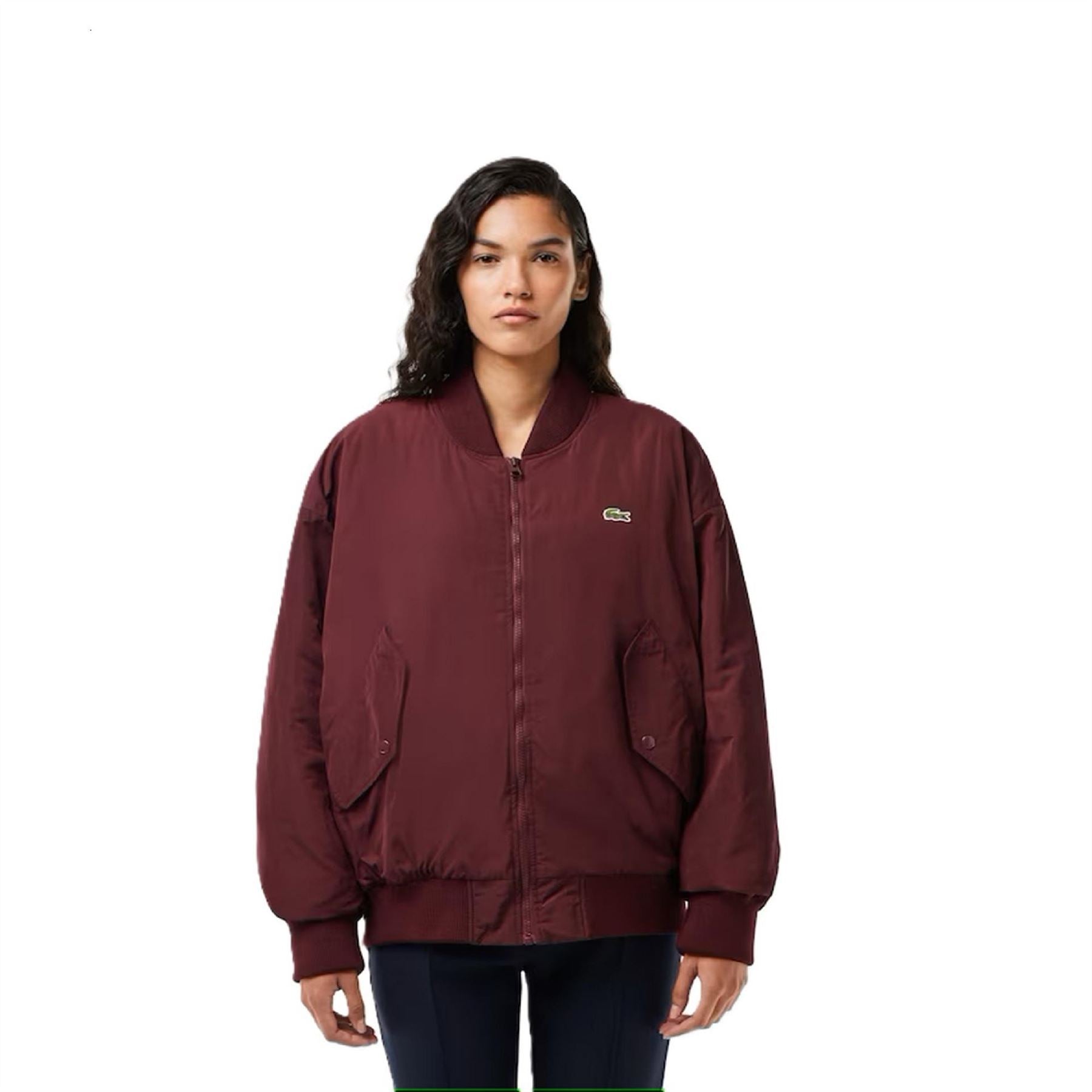 Lacoste Oversize Fit Ribbed Cuff Bomber Jacket