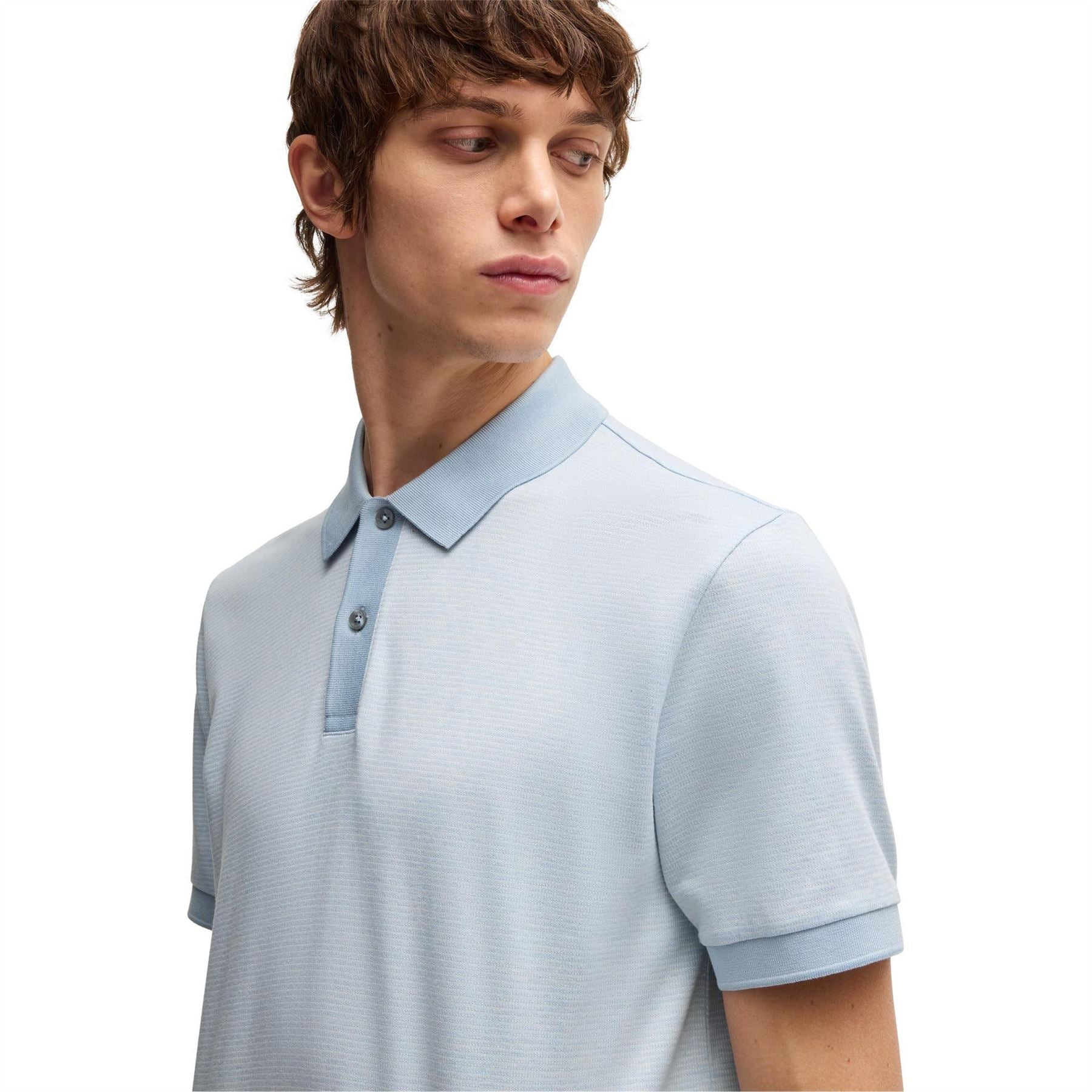 Boss H Parlay Micro Pattern Cotton Short Sleeve Polo Shirt