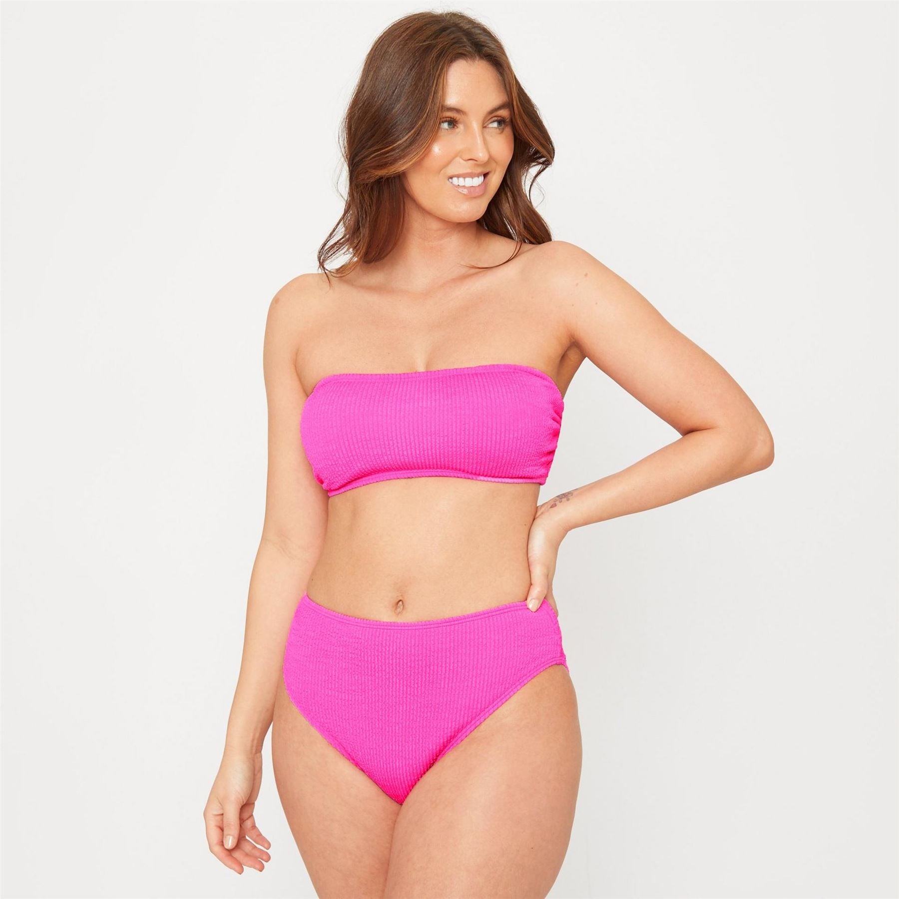 Be You Textured High Waist Bikini Bottoms