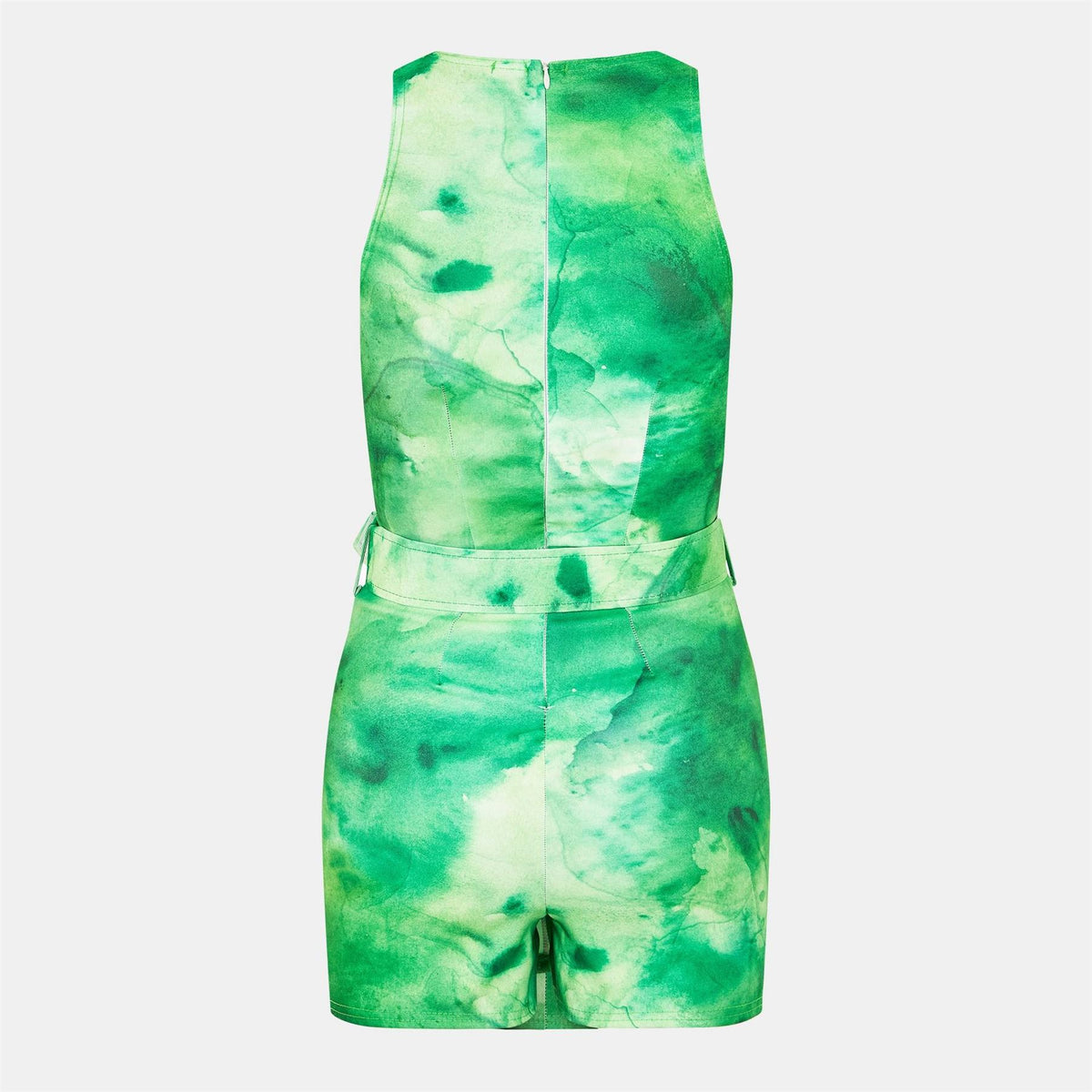 AX Paris Tie Dye Round Neck Belted Skort Cargo Playsuit