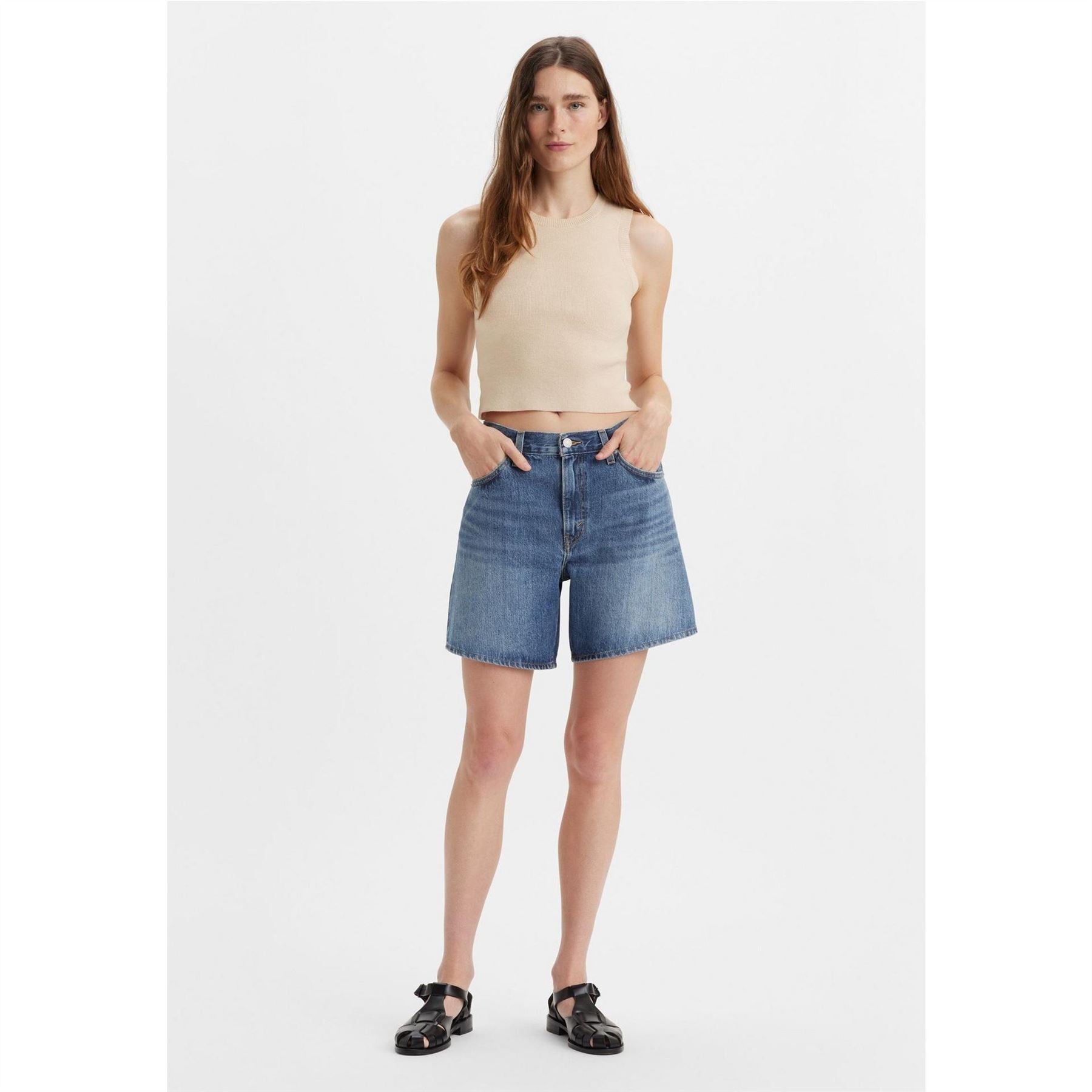 Levis High Baggy Fit Denim Bermuda Shorts