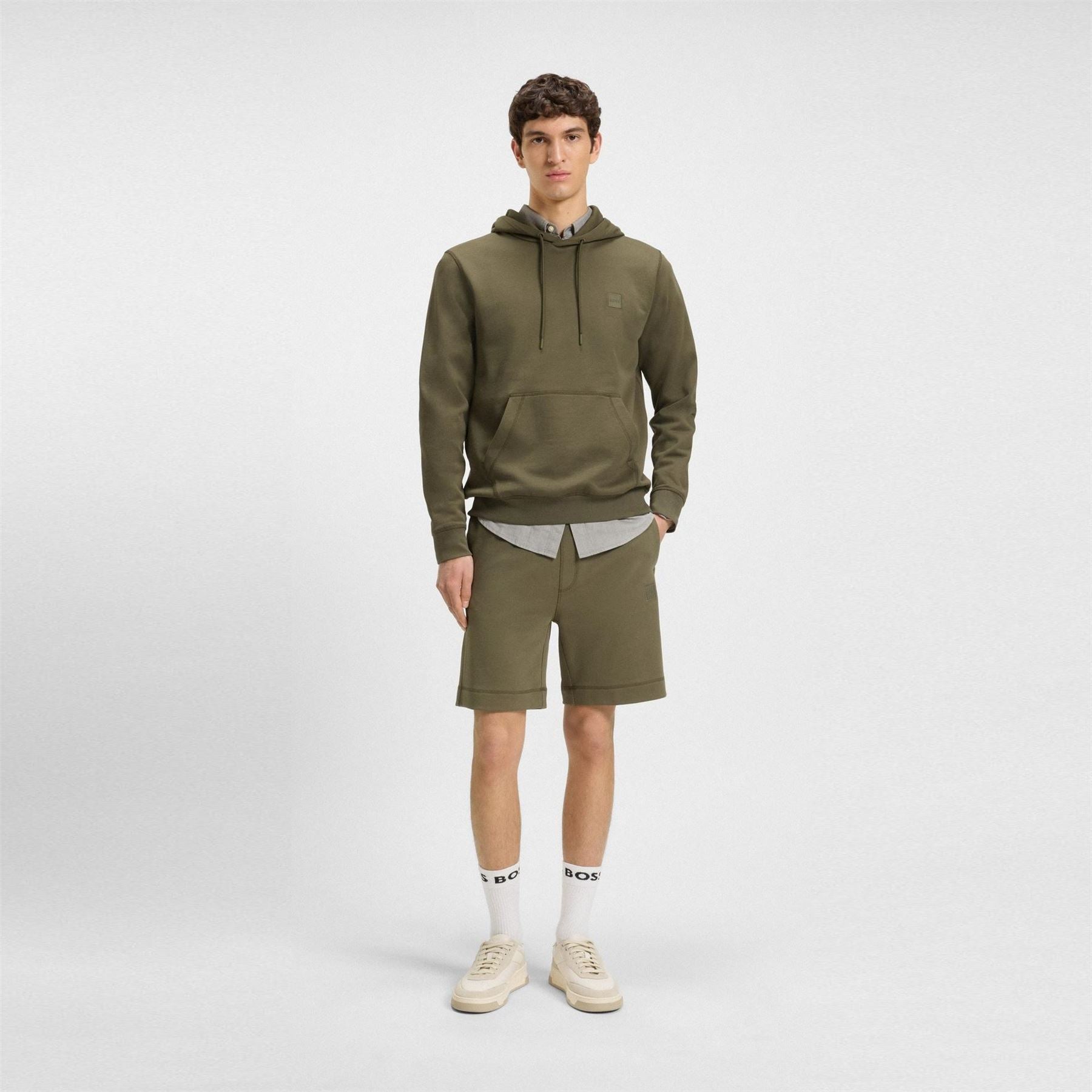 Boss Orange Mid Length Elasticated Drawstring Fleece Shorts