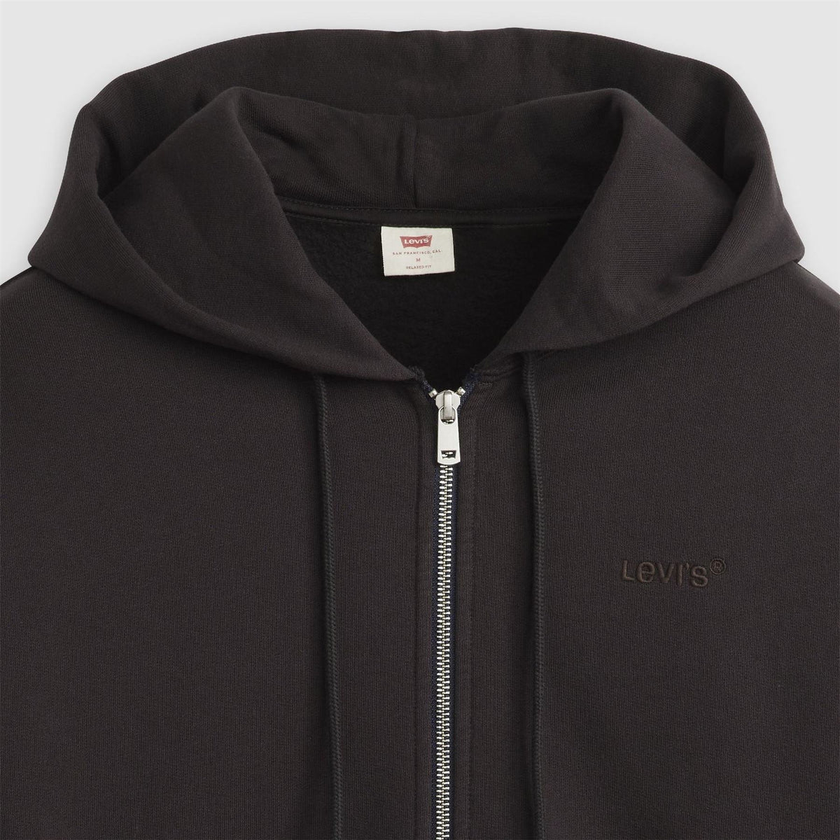Levis Solid Patterned Hooded Neck Full Zipper Ribbed Cuff Sweat Jacket
