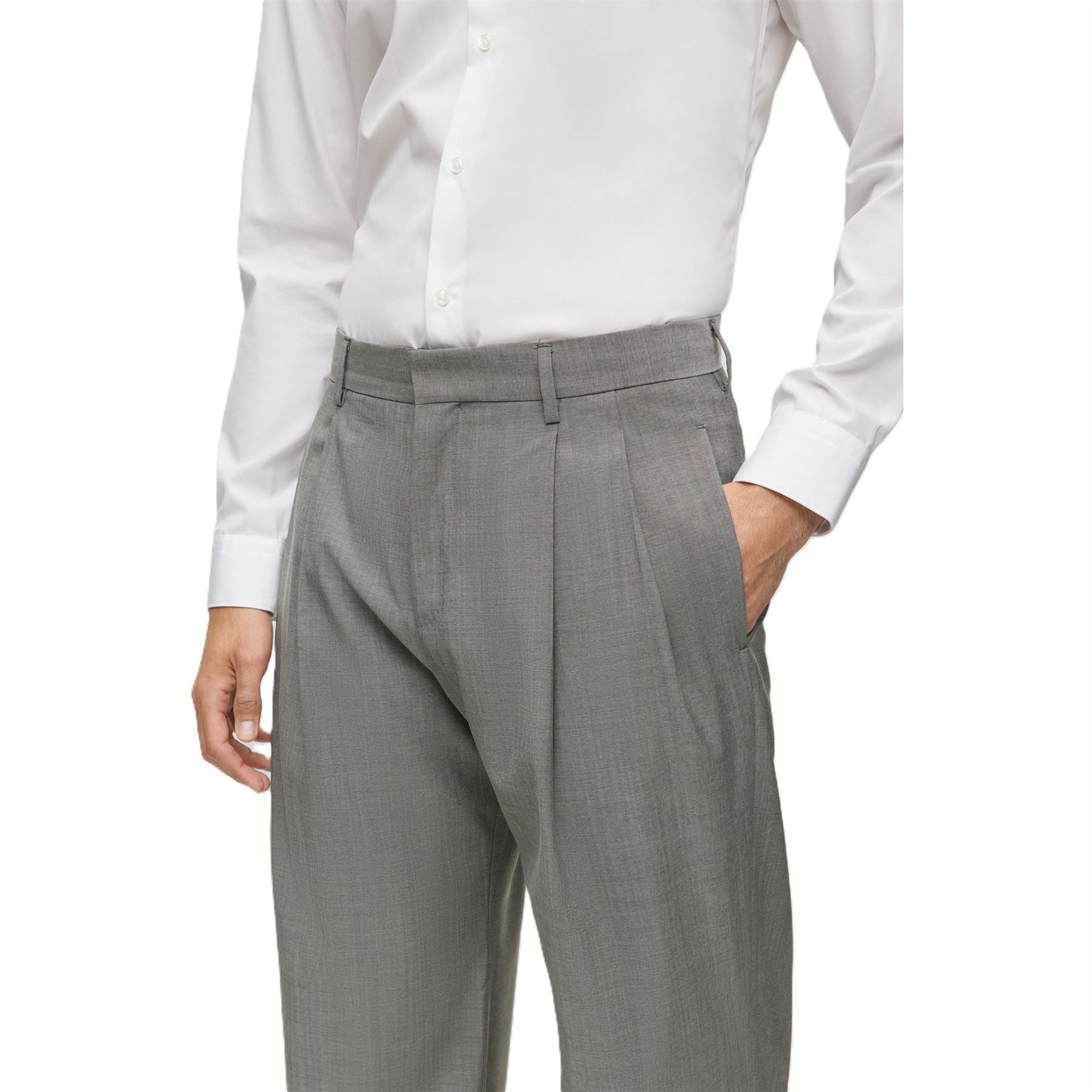 Boss Oversized Solid Patterned Pleated Trousers