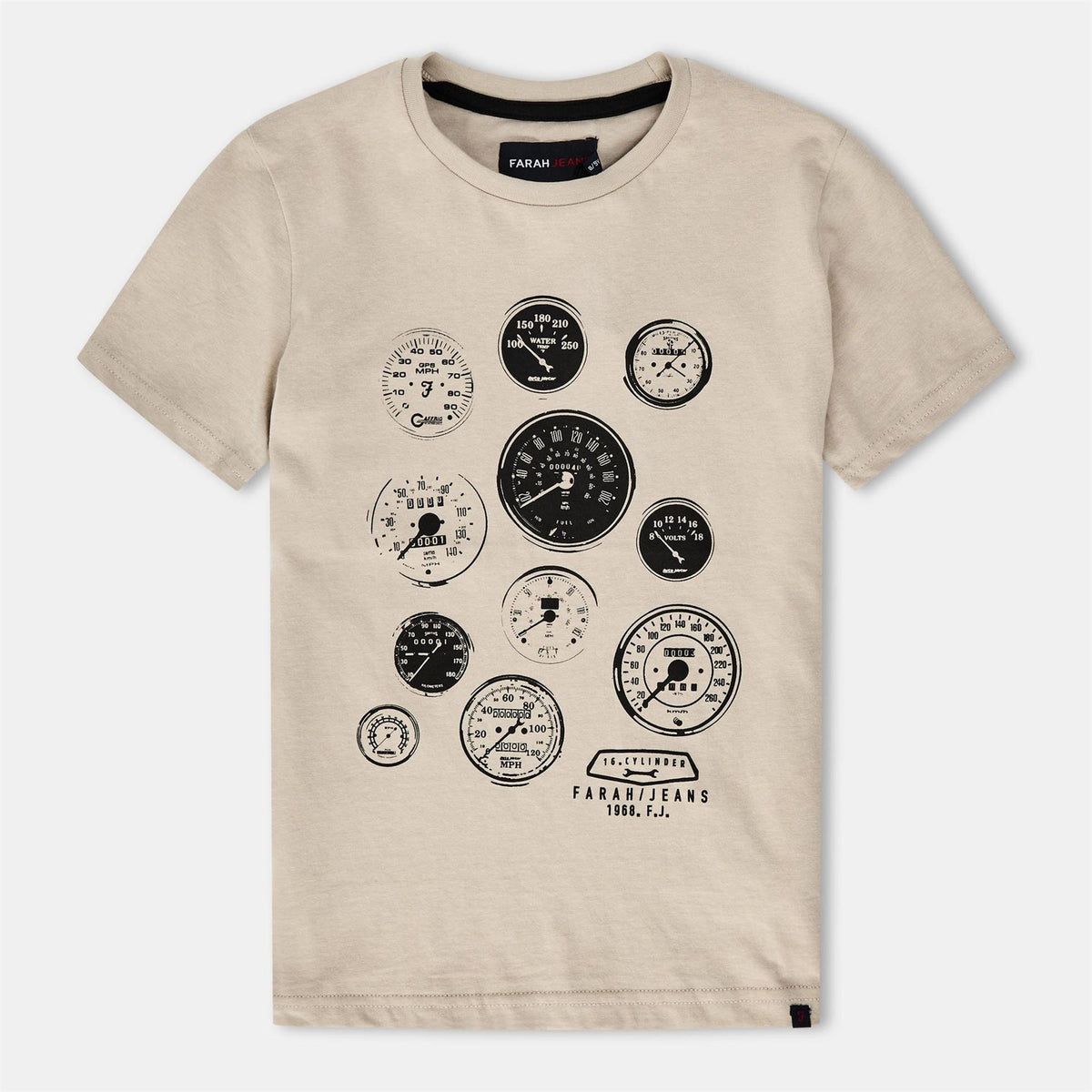 Farah Text Graphic Crew Neck Short Sleeve Jersey T-Shirt