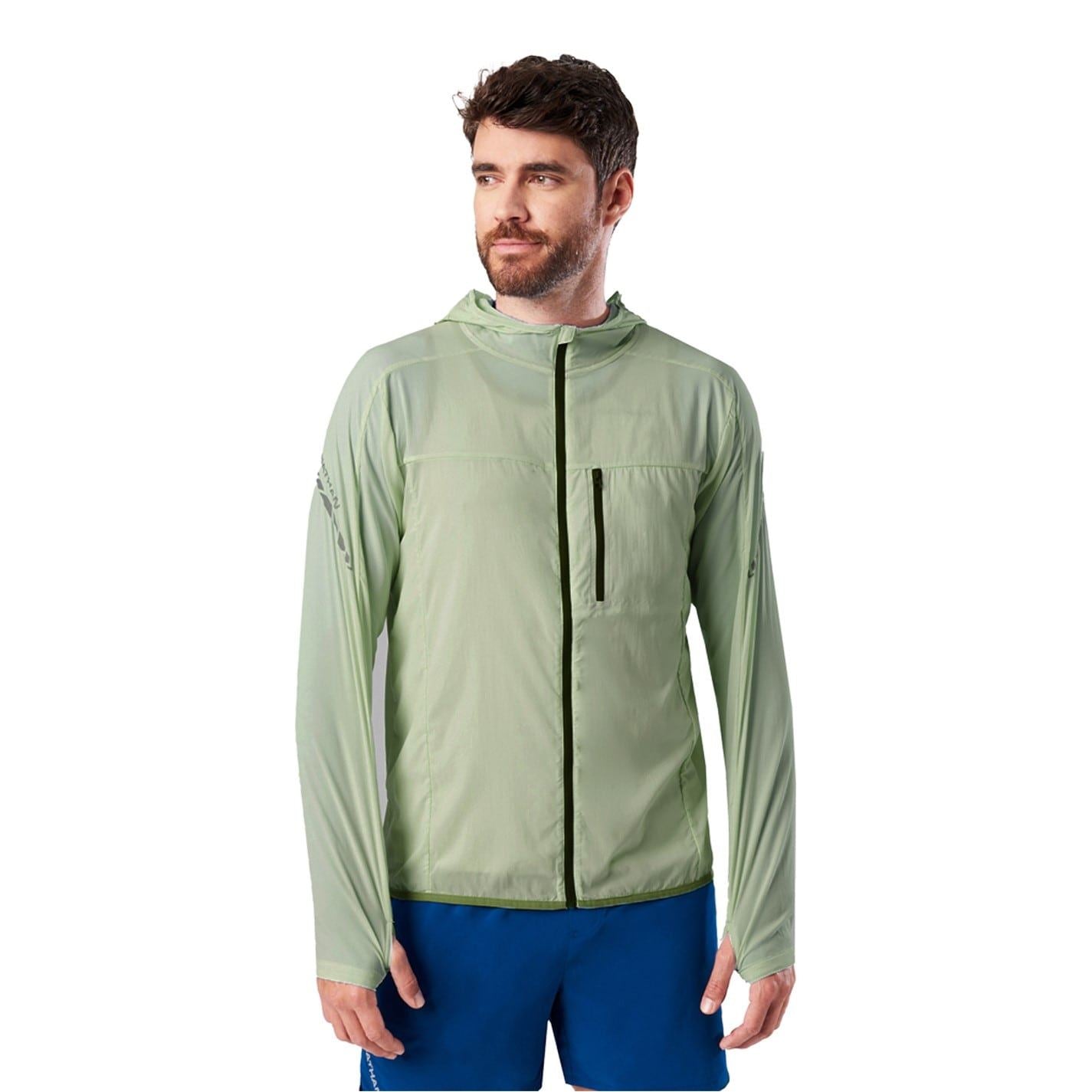 Nathan Stealth Solid Patterned Hooded Windbreaker with Zipped Pocket and Reflective Ribbon