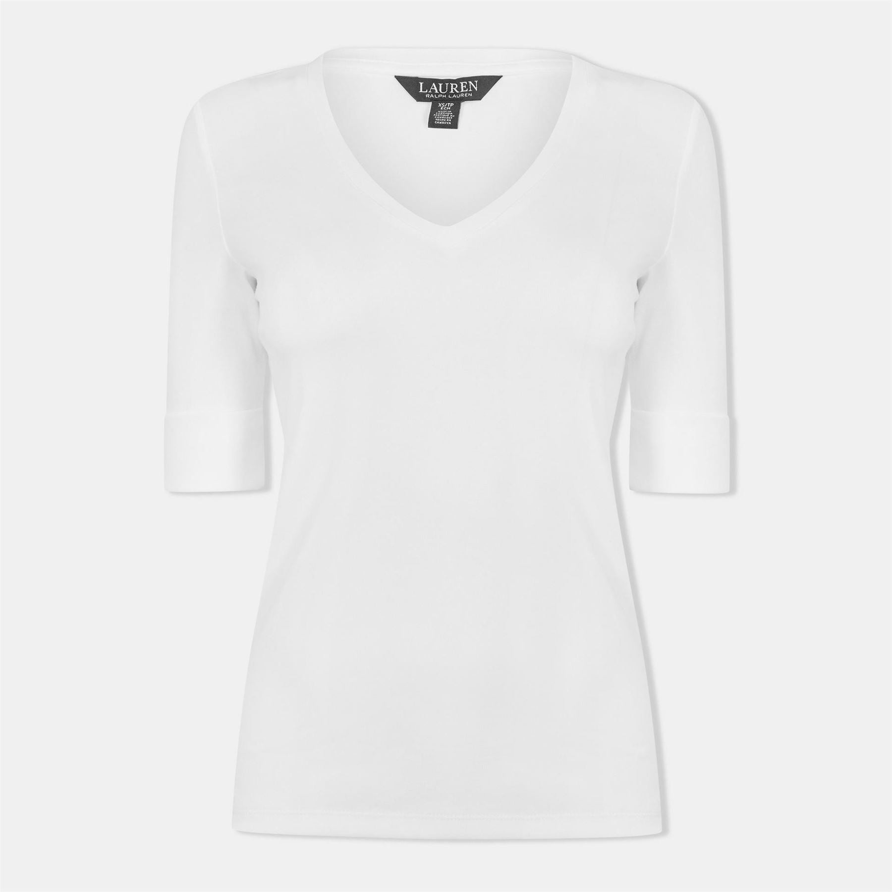 Lauren by Ralph Lauren Judy Slim Fit V-Neck Long Sleeve T-Shirt