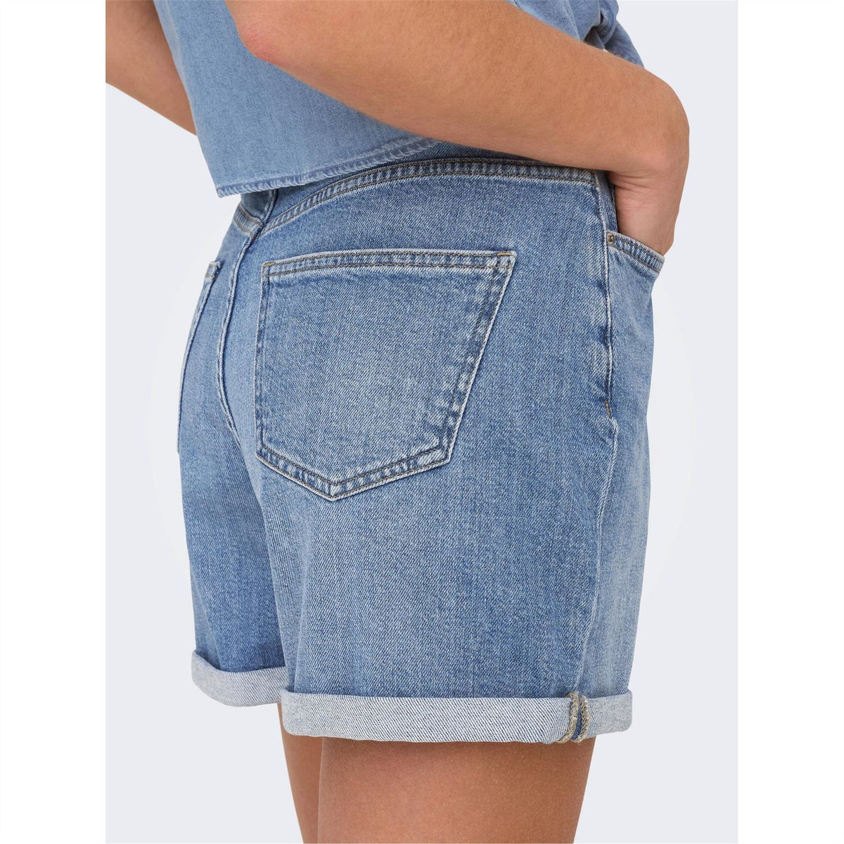 Only Denim Bermuda Shorts with Banded Hem