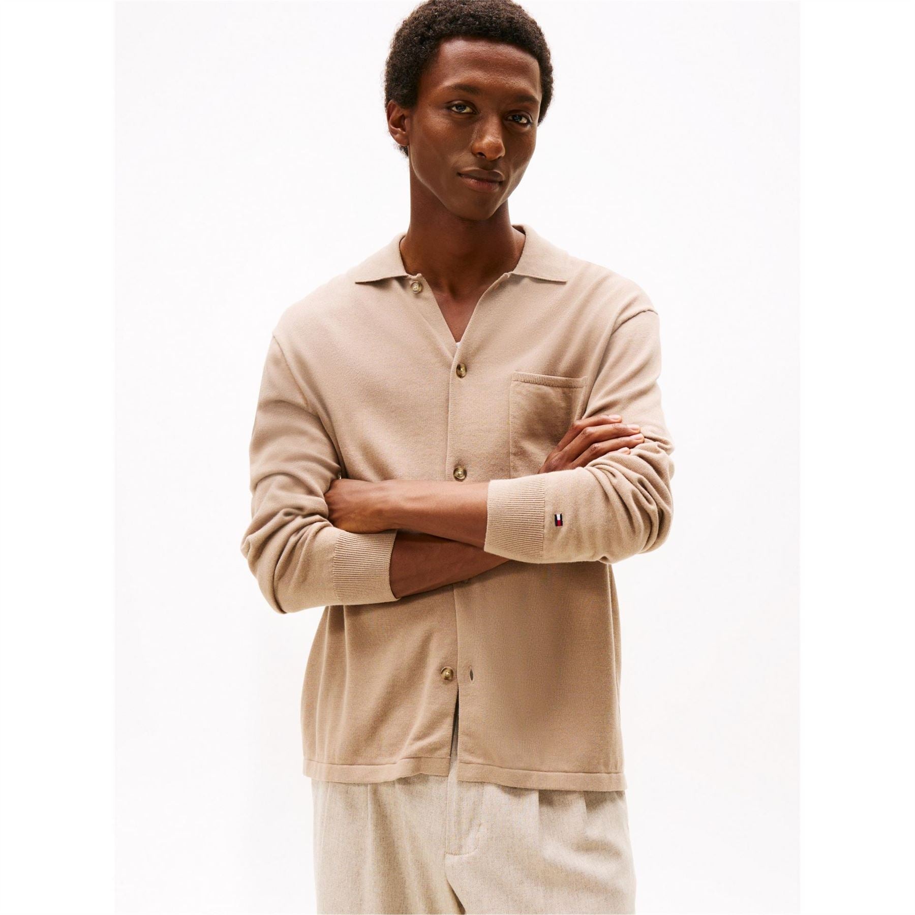 Tommy Hilfiger Solid Patterned Ribbed Cuff Overshirt