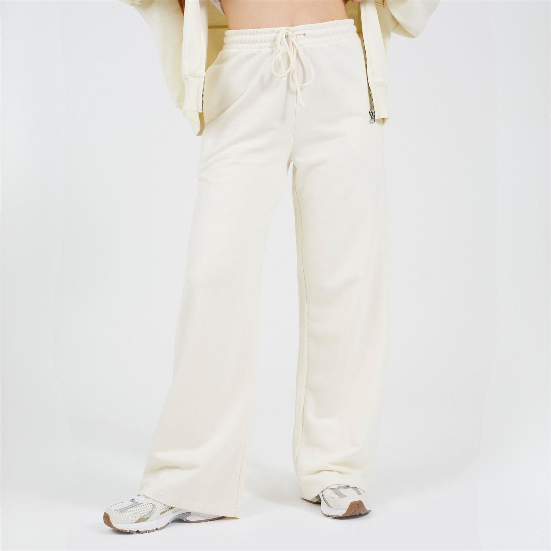 Brave Soul Womens Wide Leg Cream Jogger