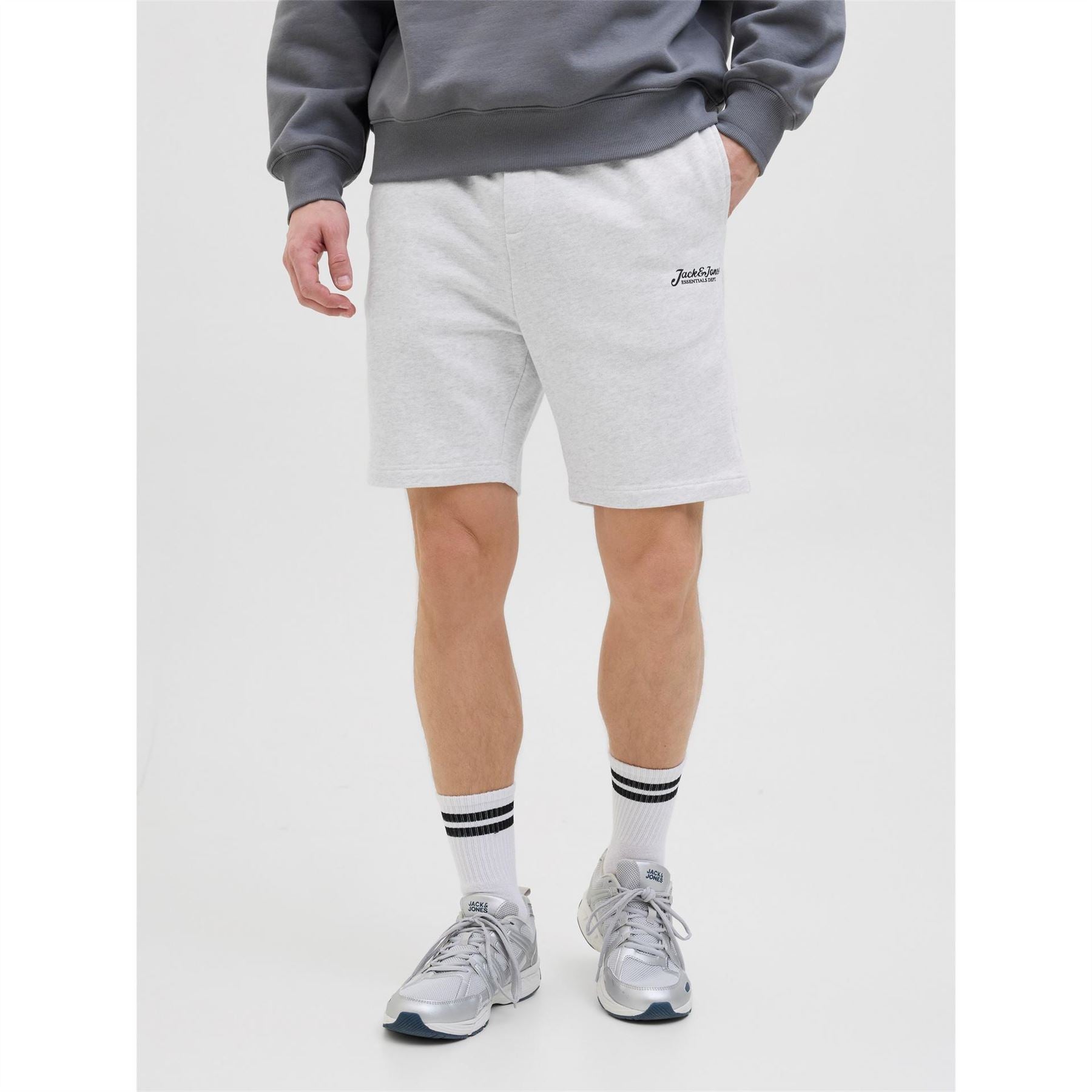 Jack and Jones Solid Bermuda Sweat Shorts with Elasticated Waistband