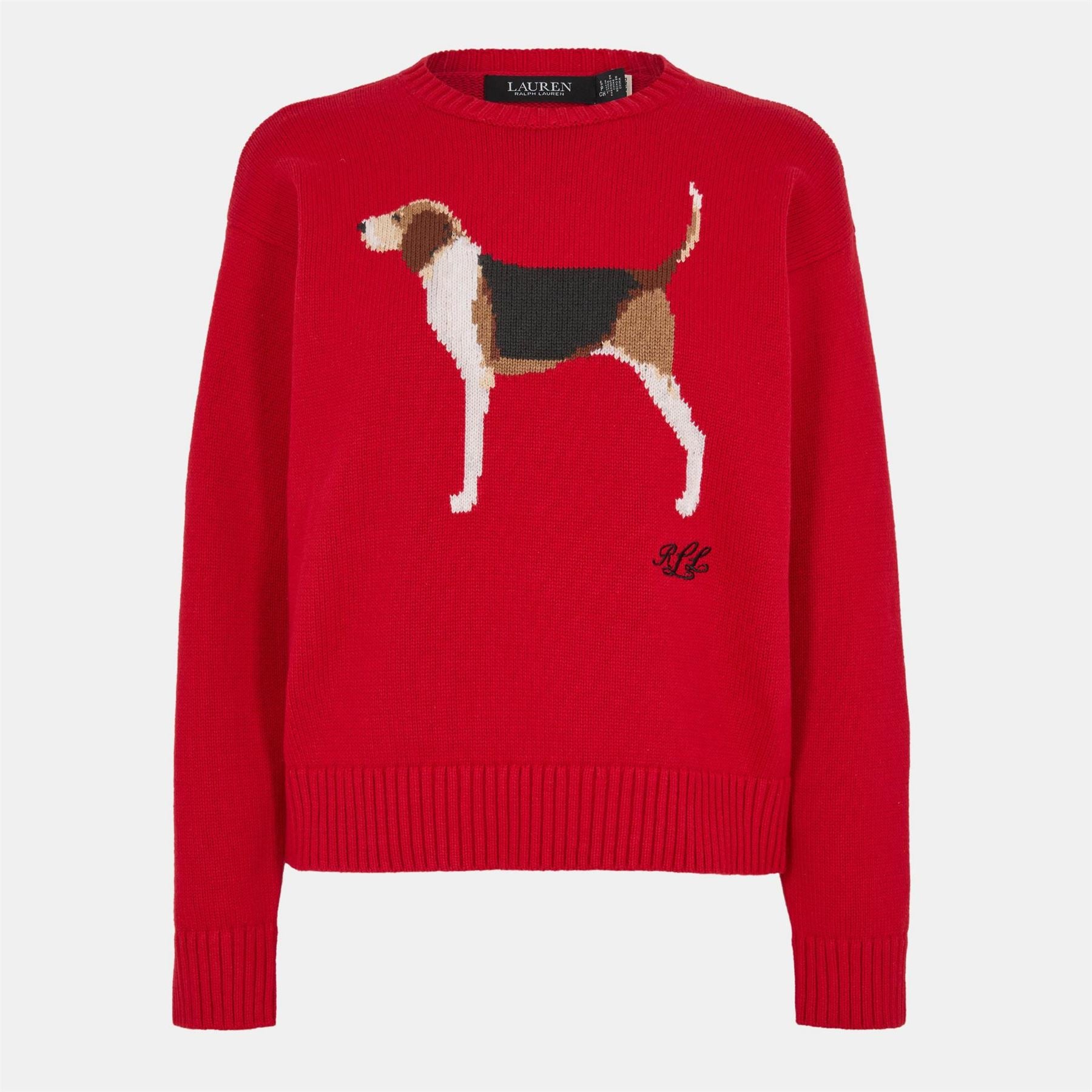 Lauren by Ralph Lauren Dog Graphic Crew Neck Long Sleeve Sweater