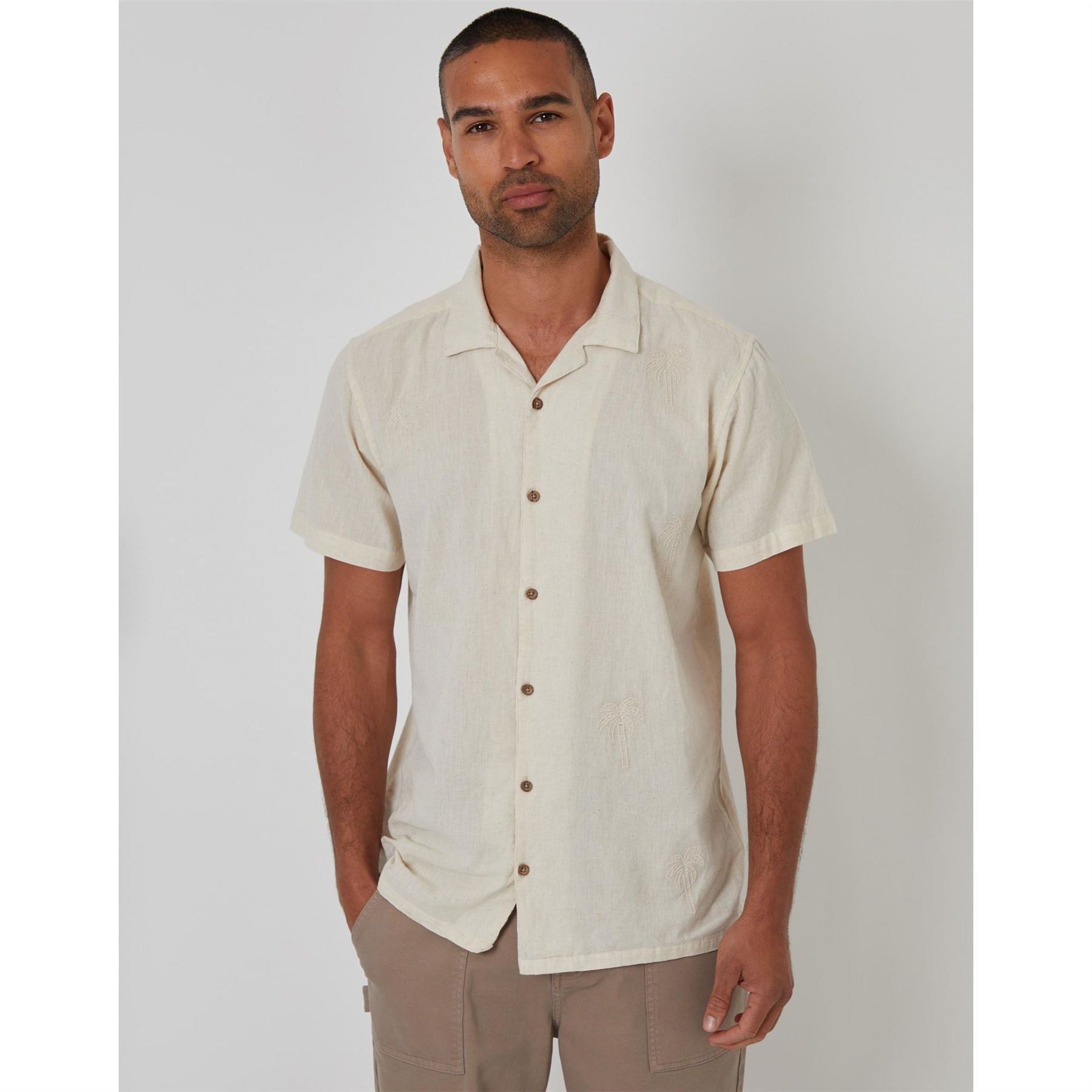 Threadbare Regular Fit Short Sleeve Point Collar Shirt