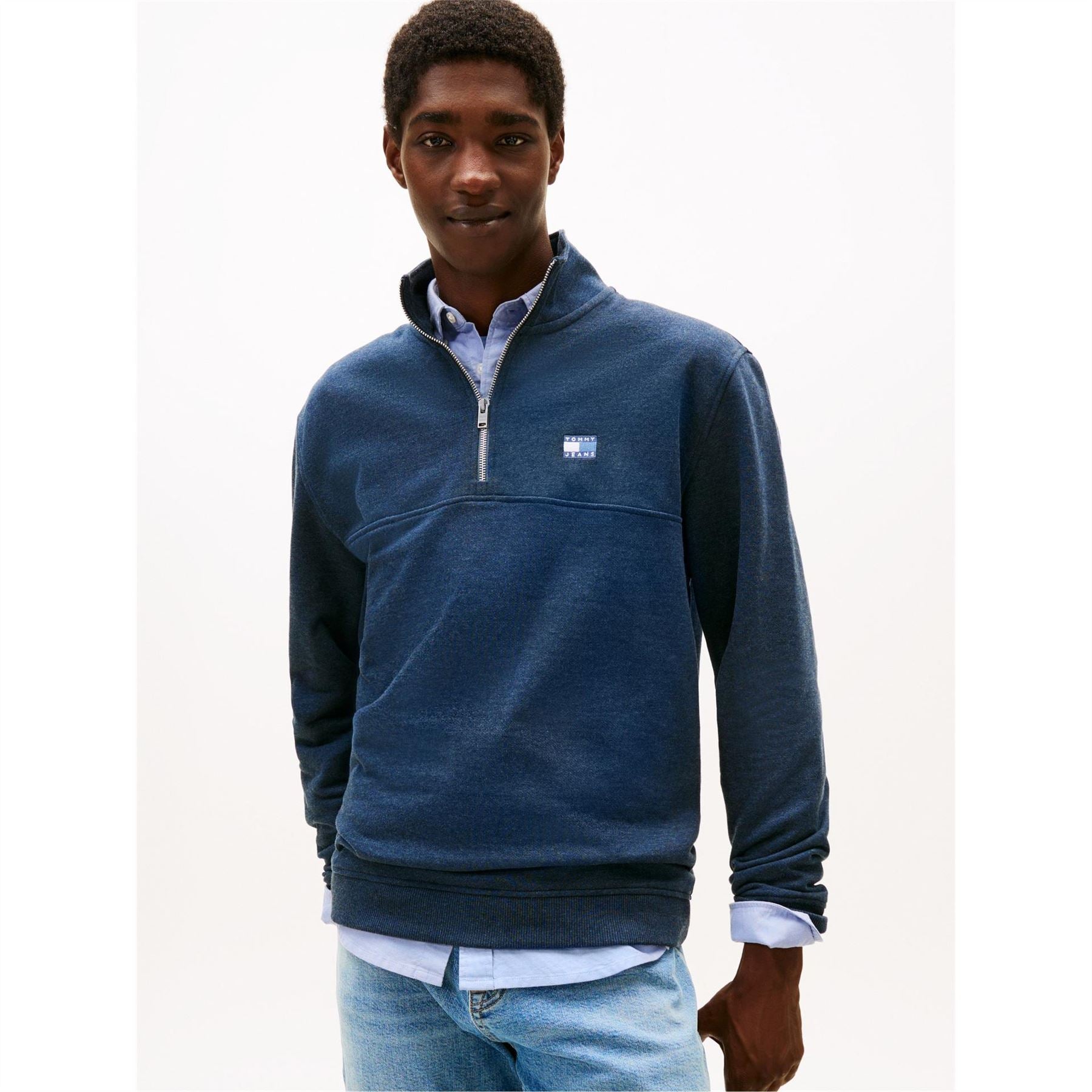 Tommy Jeans Lacoste Lettering Zip Neck Long Sleeve Sweatshirt