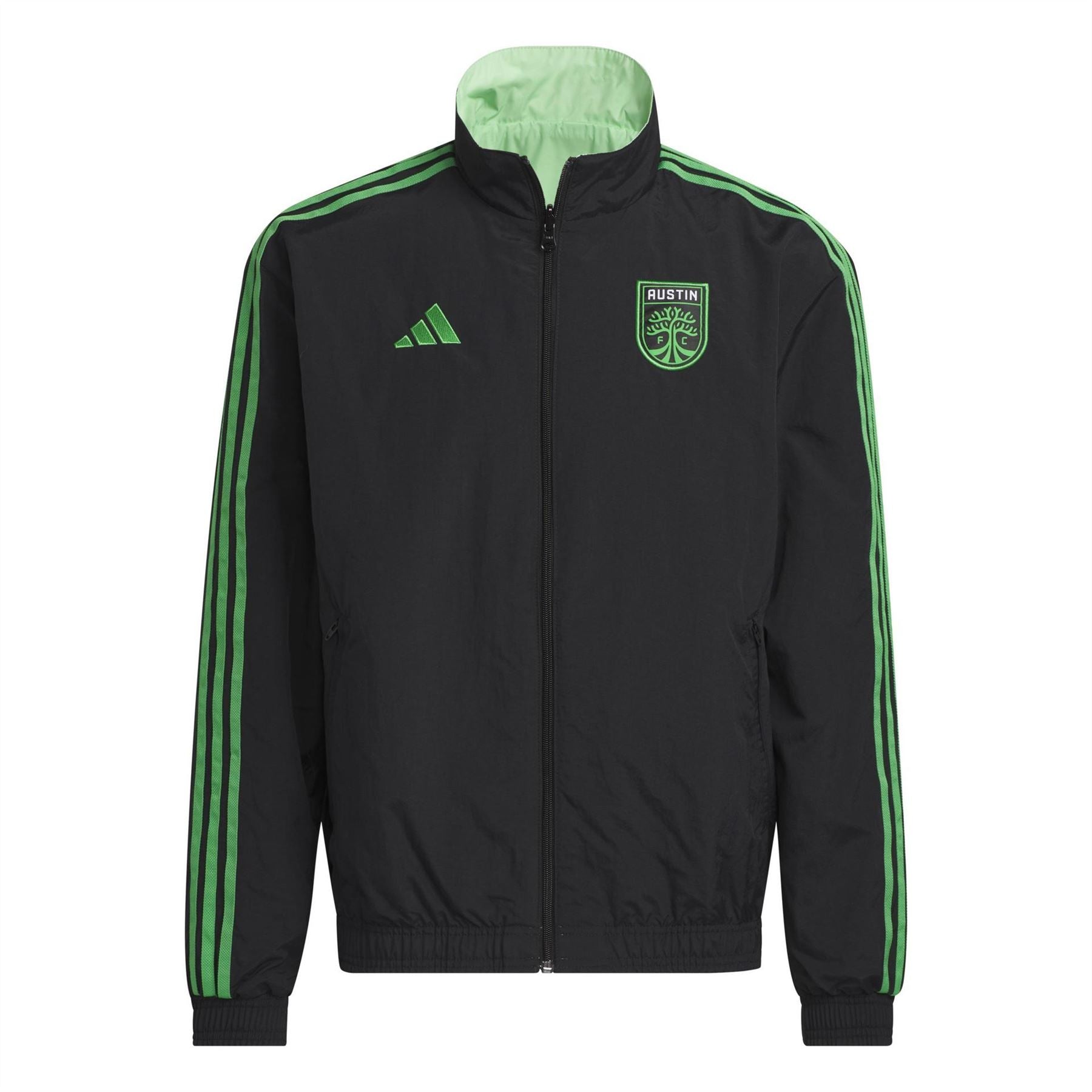 adidas Solid Patterned Track Jacket with Zipped Pocket