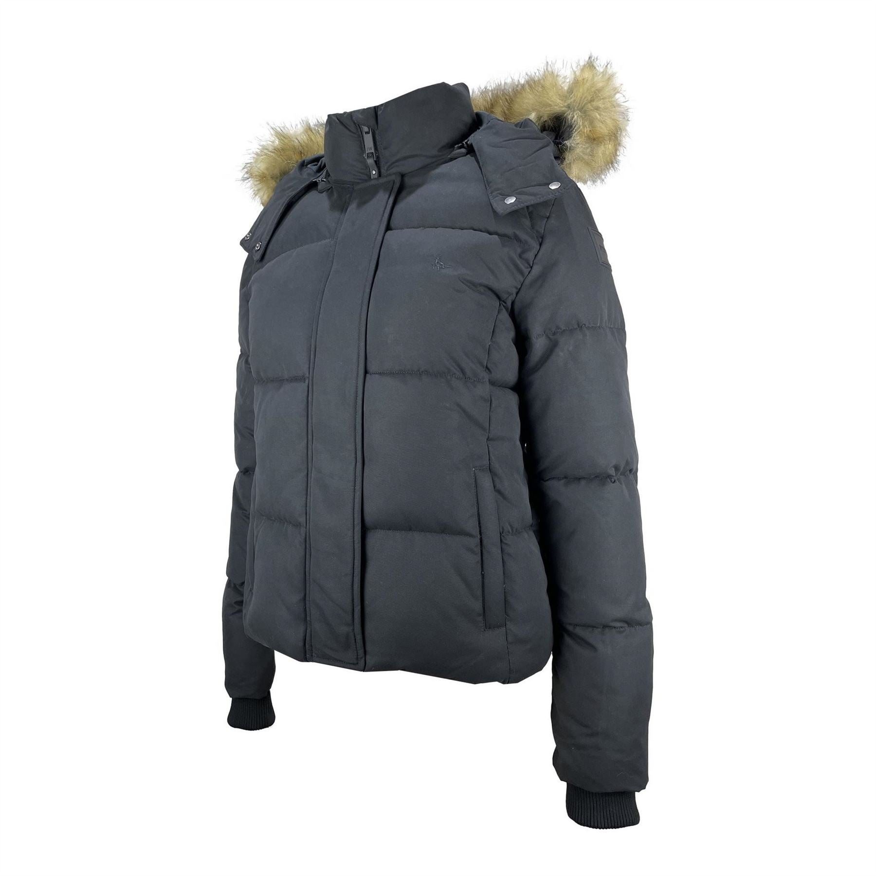 Jack Wills Riley Wind Resistant Detachable Hood Short Puffer Jacket