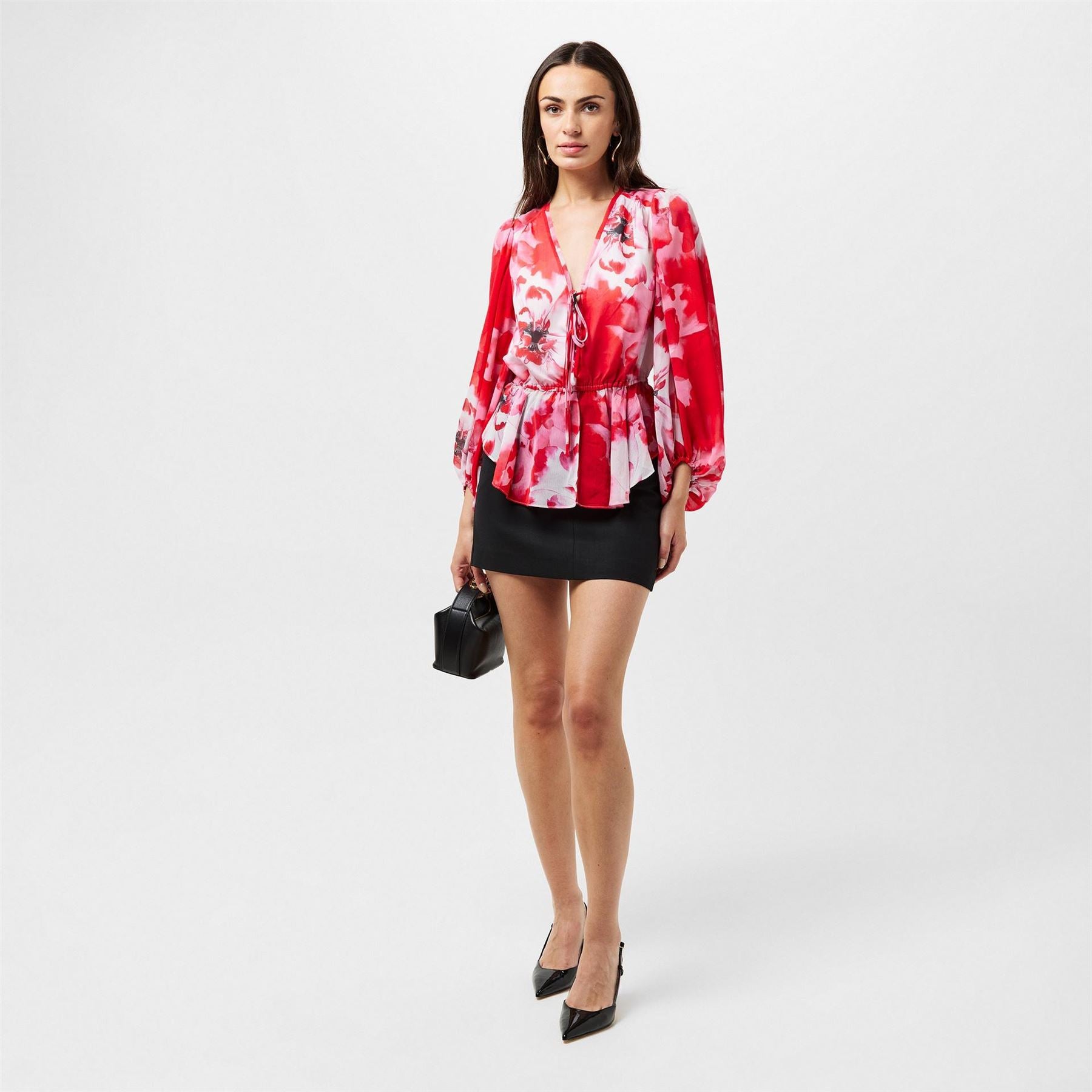 Ted Baker Relaxed Fit Balloon Sleeve V-Neck Blouse