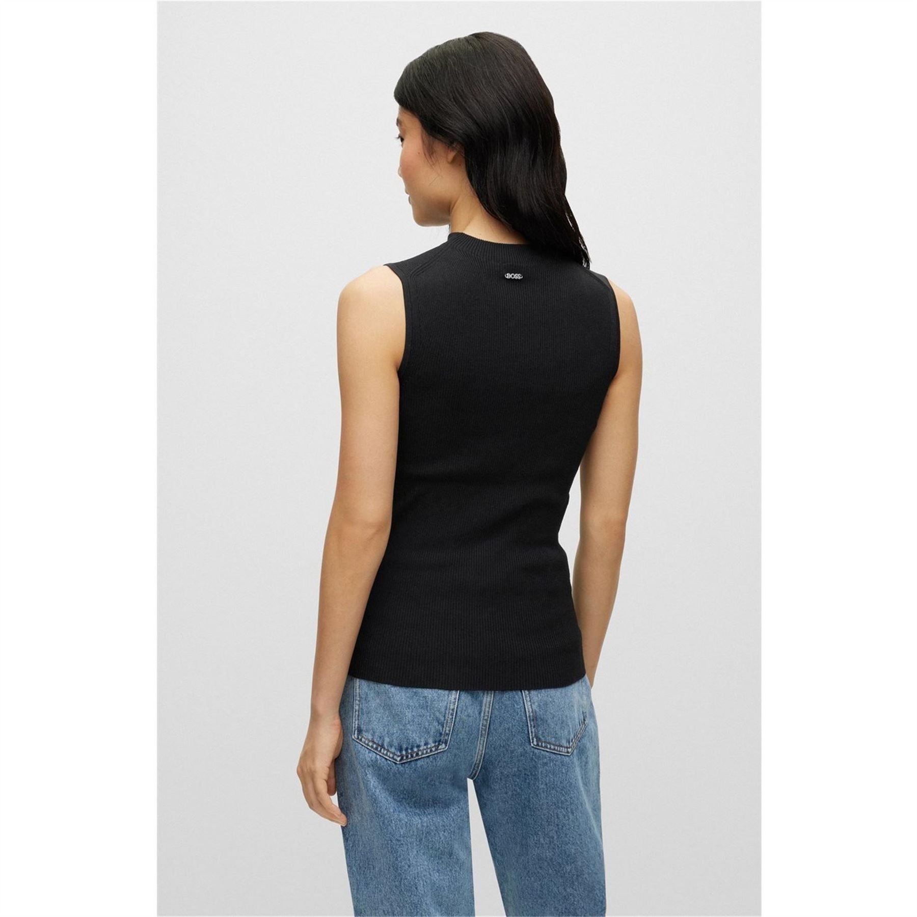 Boss Feskies Knitted Slim Fit Mock Neckline Top