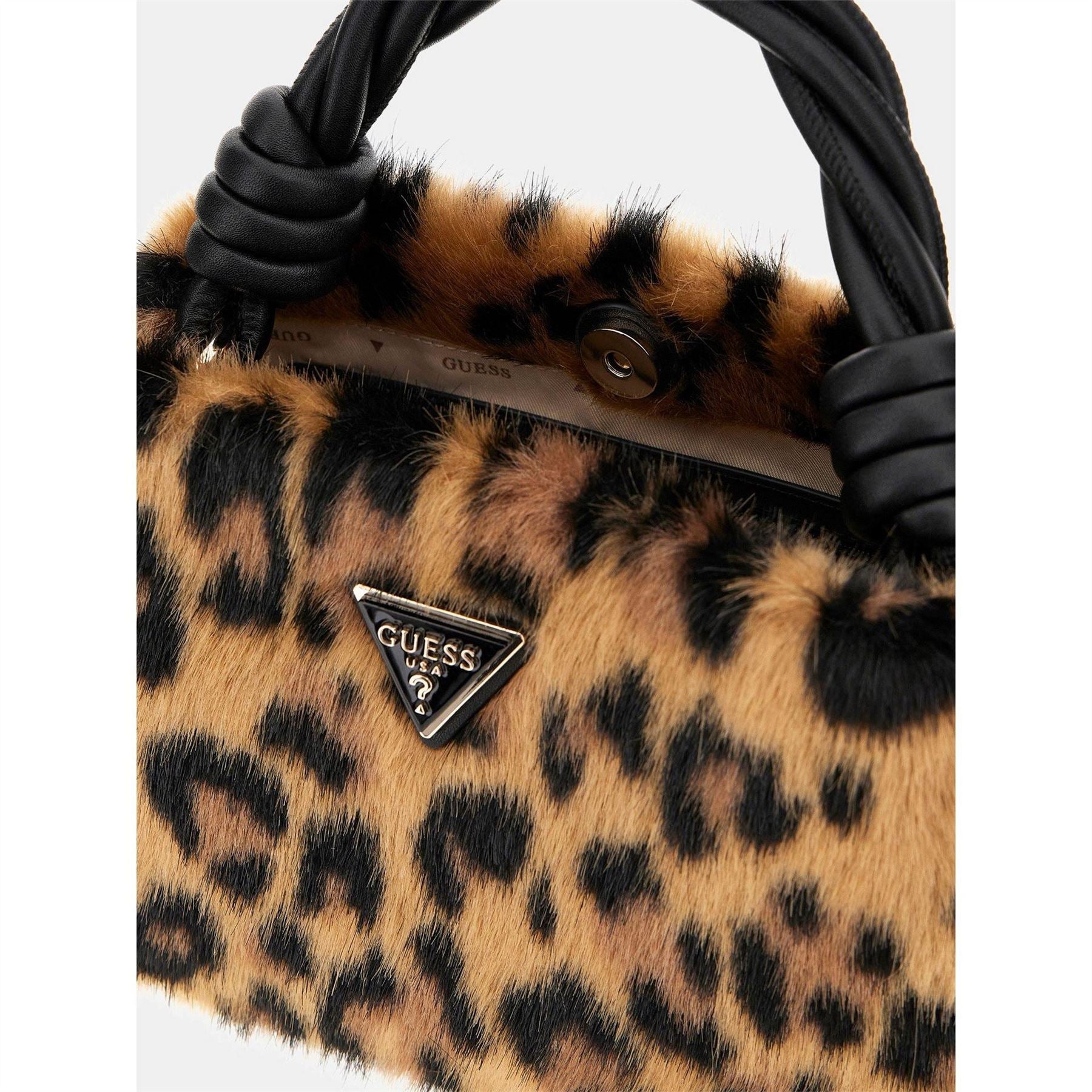 Guess Shaida Toph Leopard Patterned Trapezoid Tote