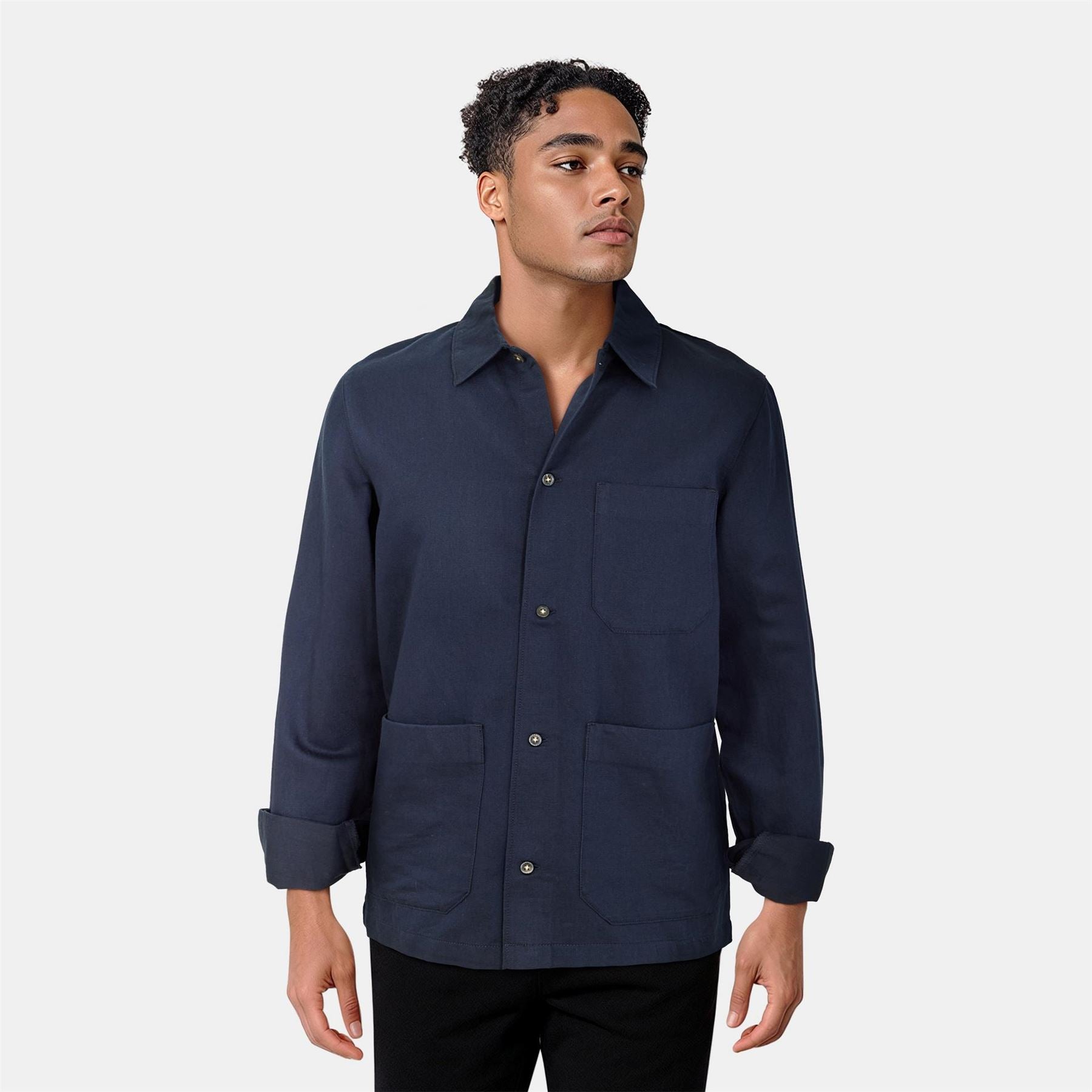 Lyle and Scott Linen Blend Long Sleeve Oversized Fit Overshirt