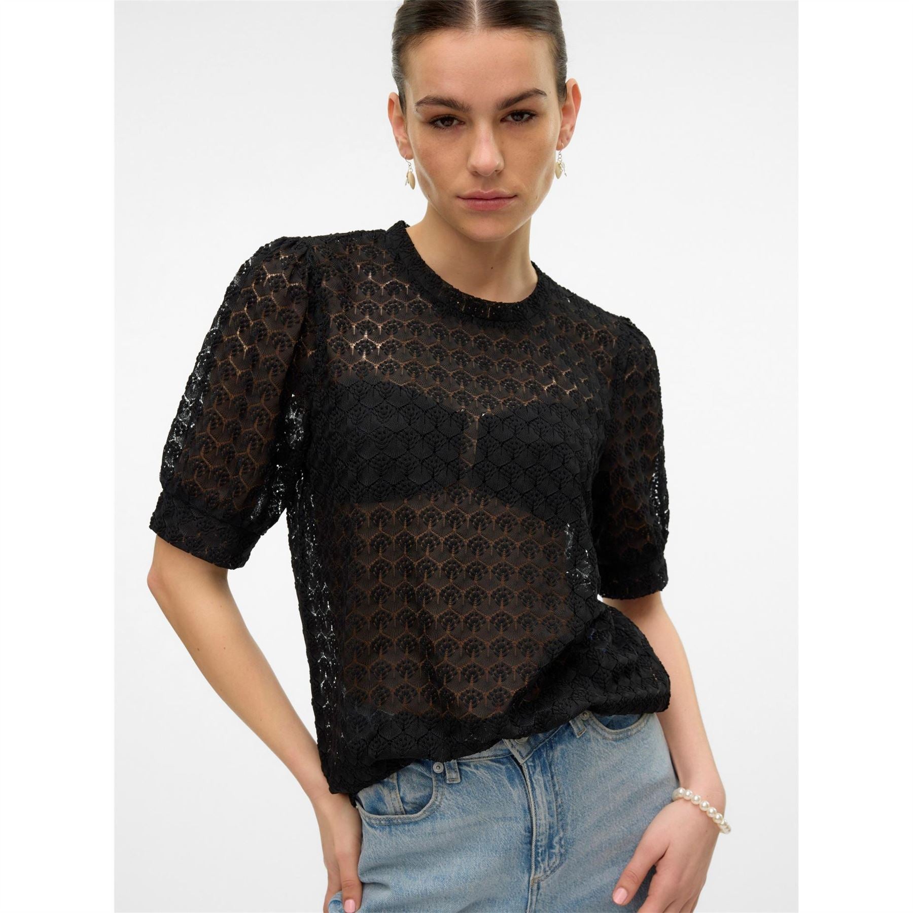 Vero Moda Crew Neck Regular Fit Long Sleeve Blouse
