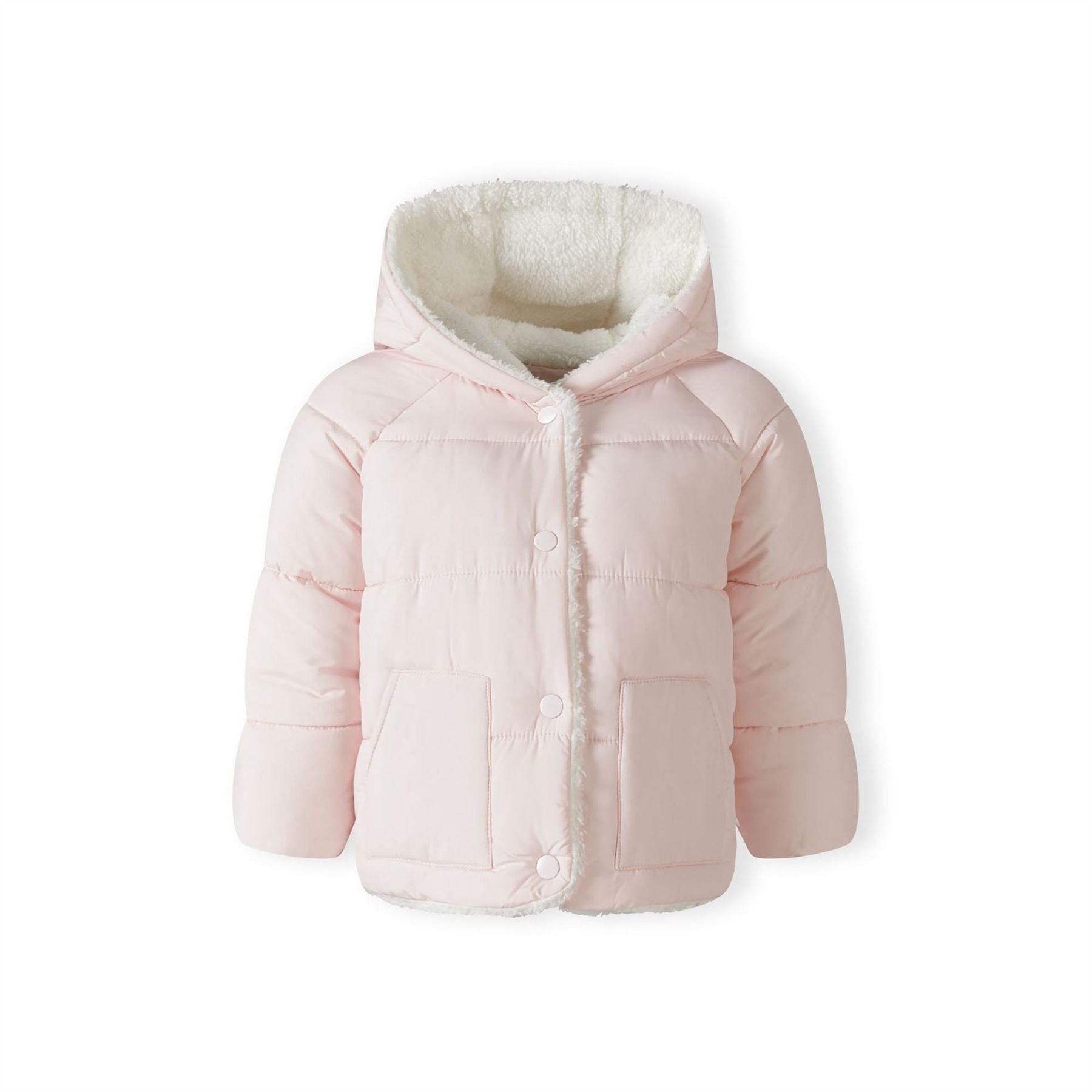 Minoti Baby Unisex Padded Jacket With Faux Fur Trim Light Pink