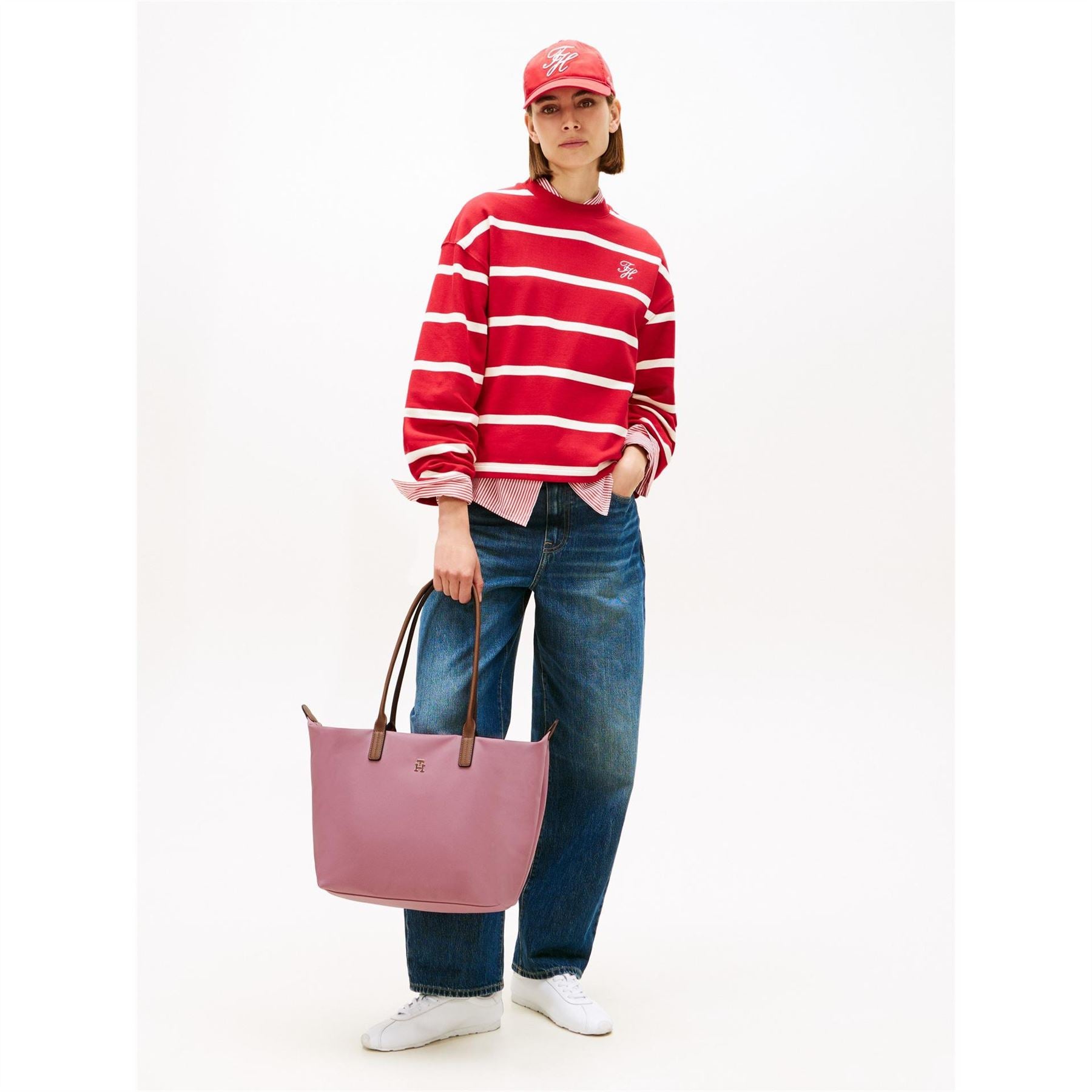 Tommy Hilfiger Popette Trapezoid Shape Tote Bag with Gold Tone Hardware