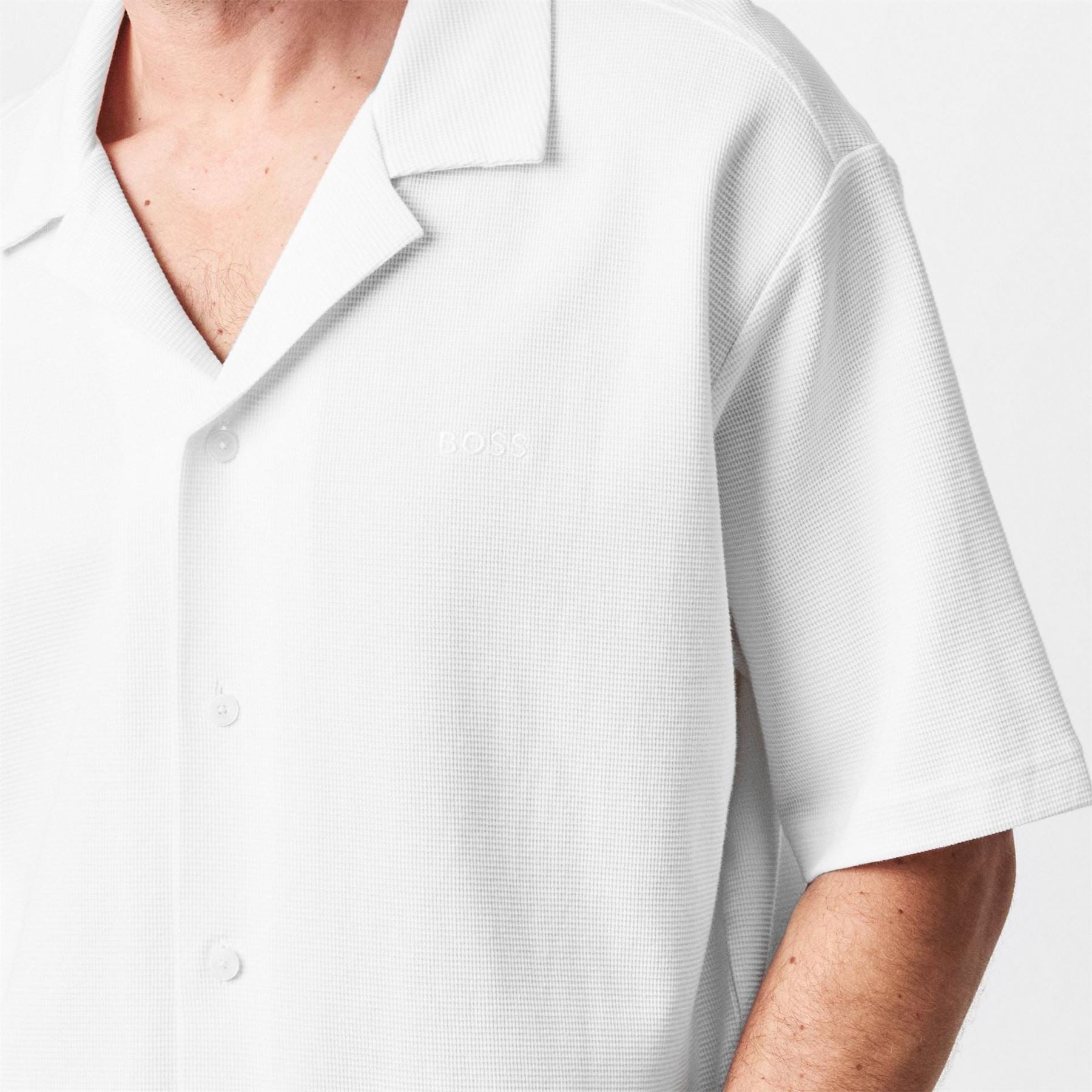 Boss Embroidered Waffle Bowling Shirt