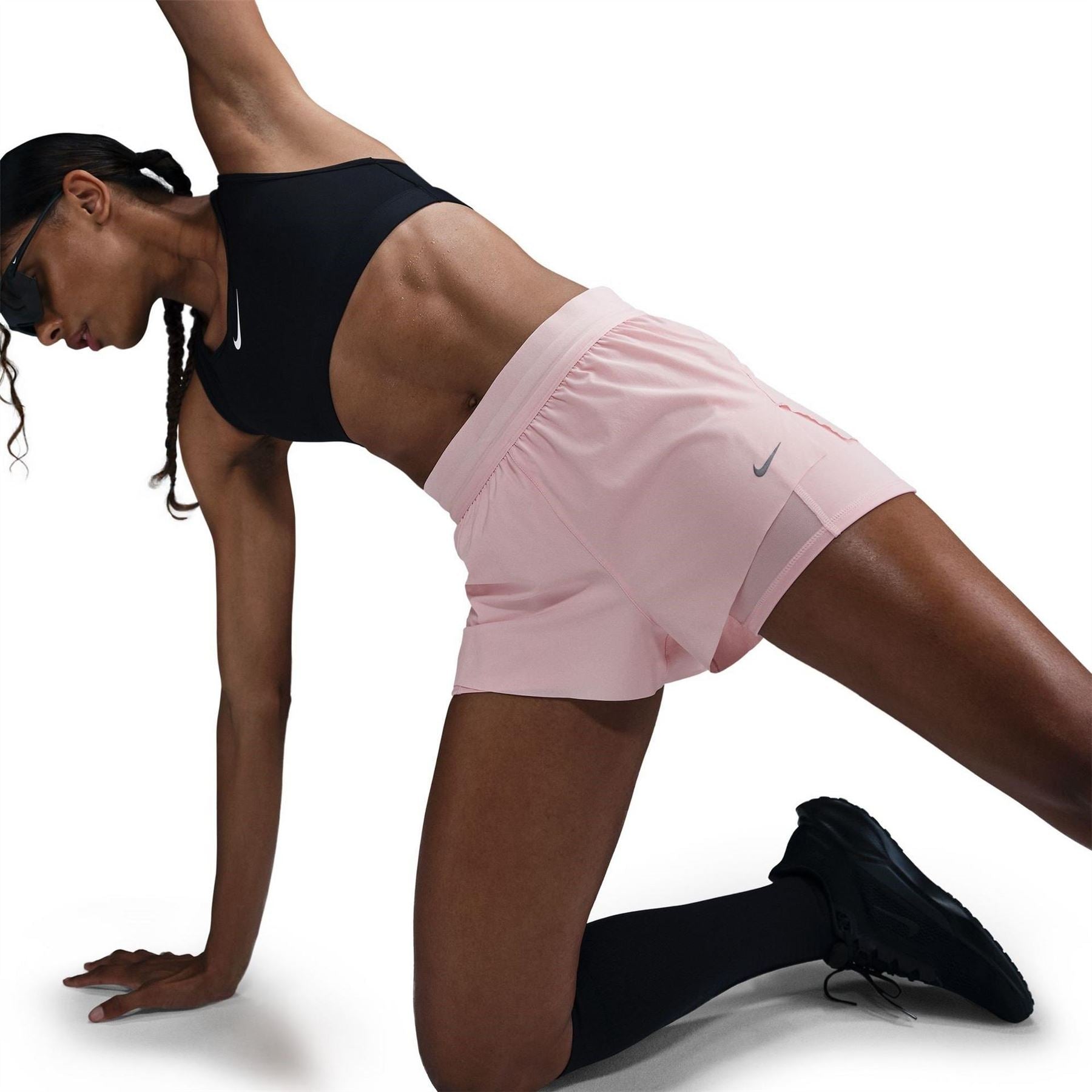 Nike Womens Dri Fit Swift Mid Rise 3 2 In 1 Shorts
