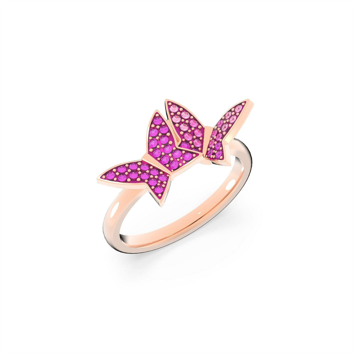Swarovski Ring, Set (3), Butterfly, Pink, Rose Gold Tone Plated