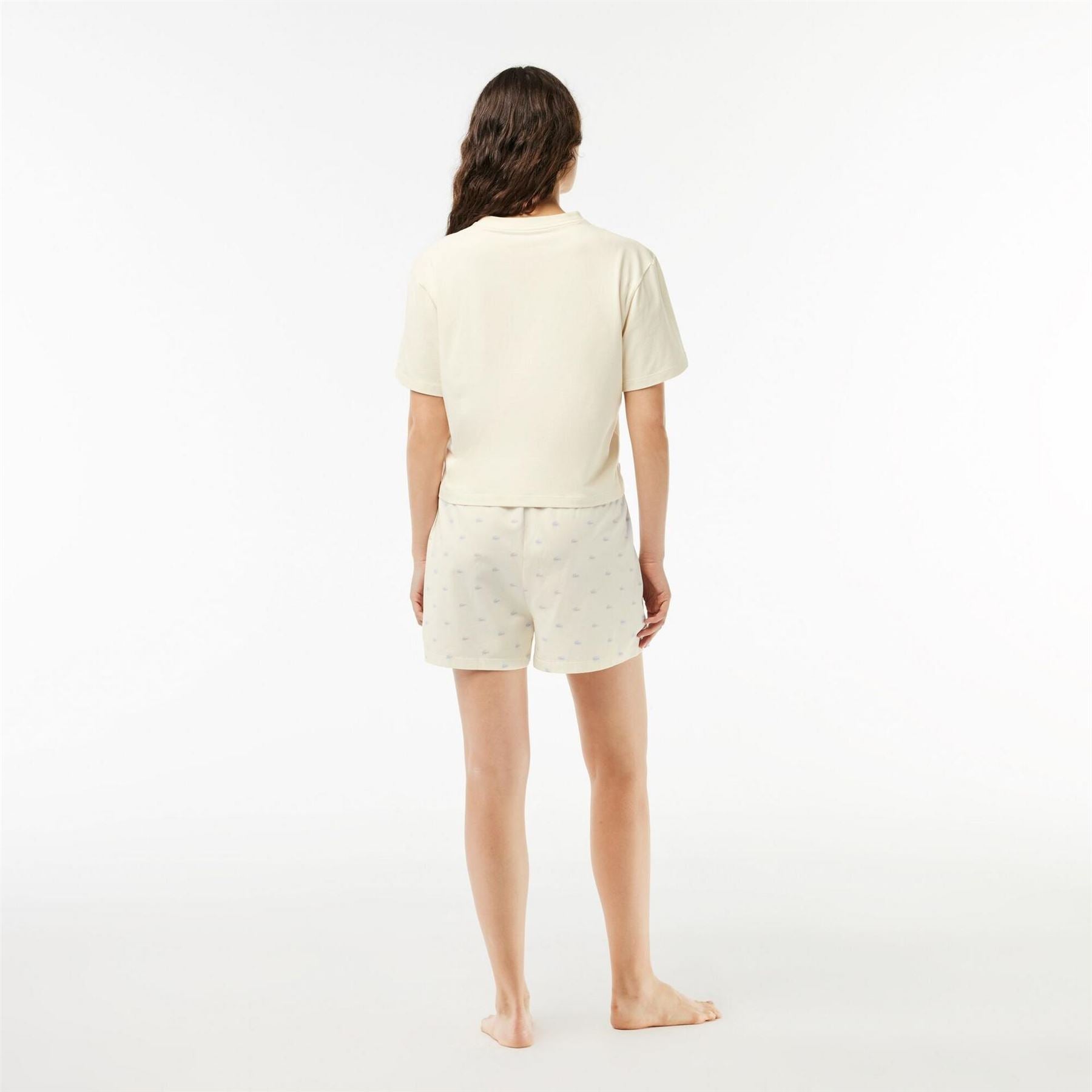 Lacoste Shorts  And  T-Shirt Pyjama Set
