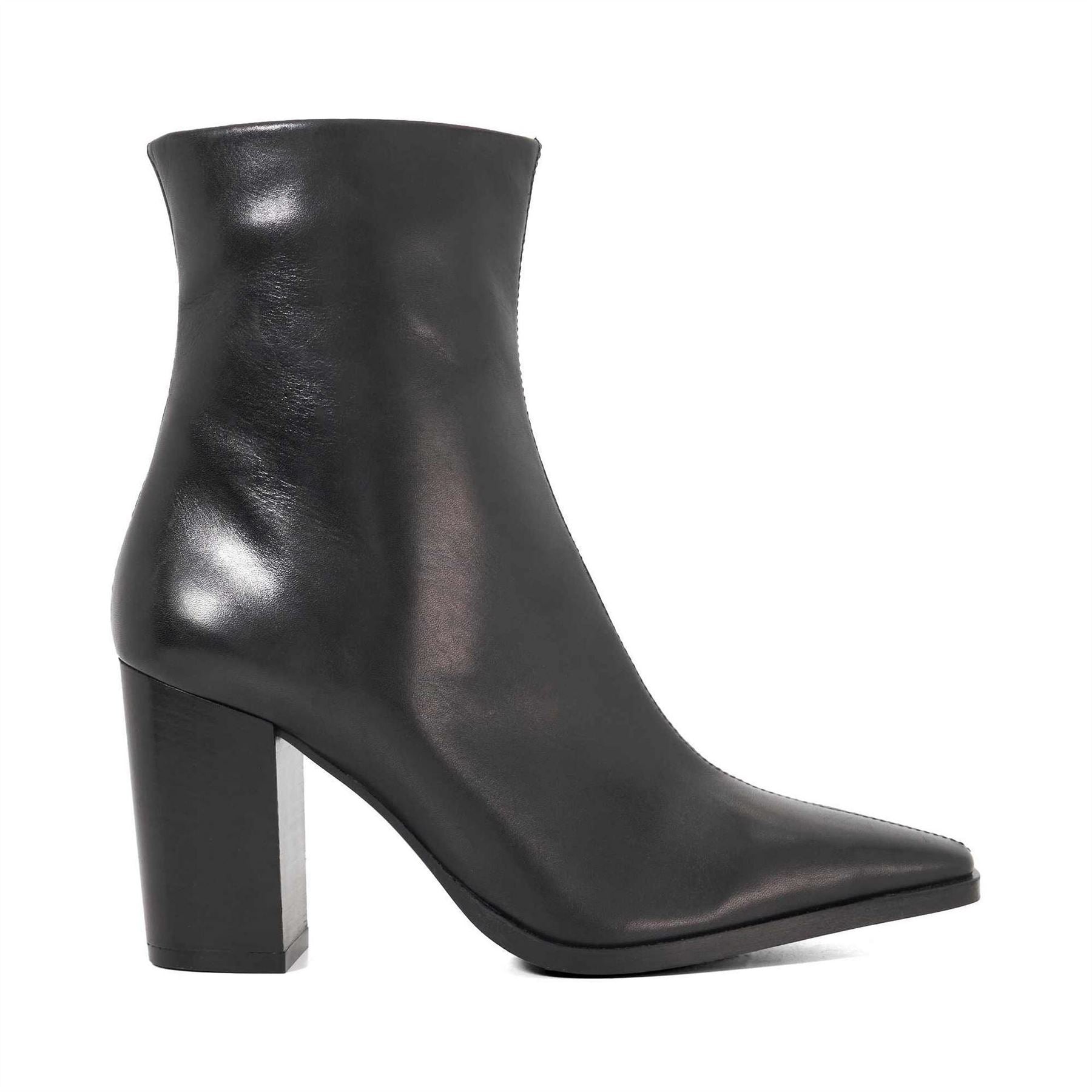 Dune London Patently High Heel Block Ankle Boots