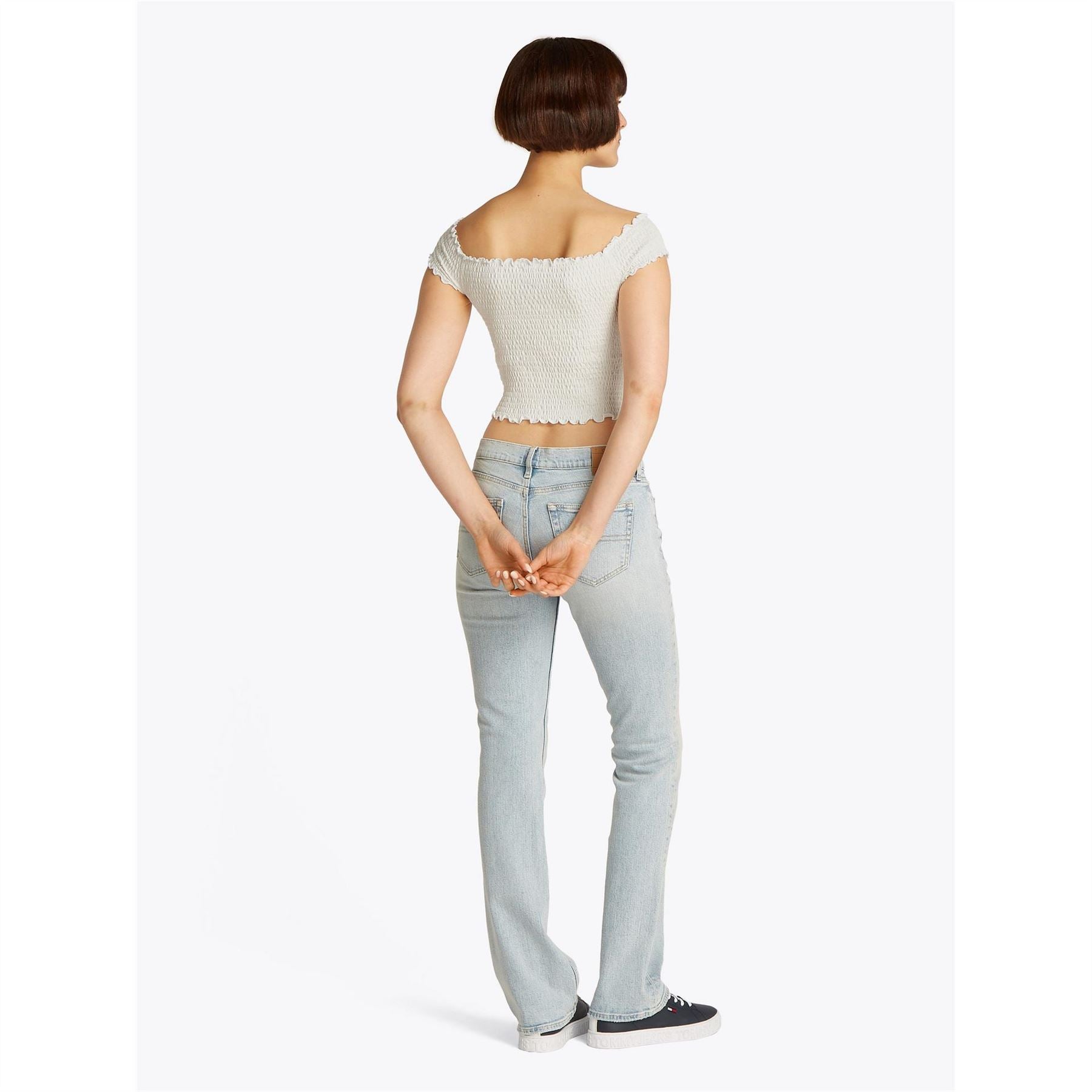 Tommy Jeans Cropped Off-The-Shoulder Slim Fit T-Shirt