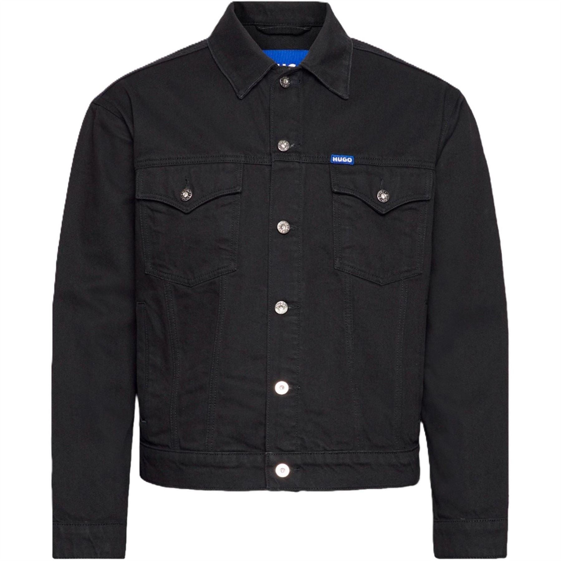 Hugo Dex Solid Patterned Trucker Jacket with Chest Pocket