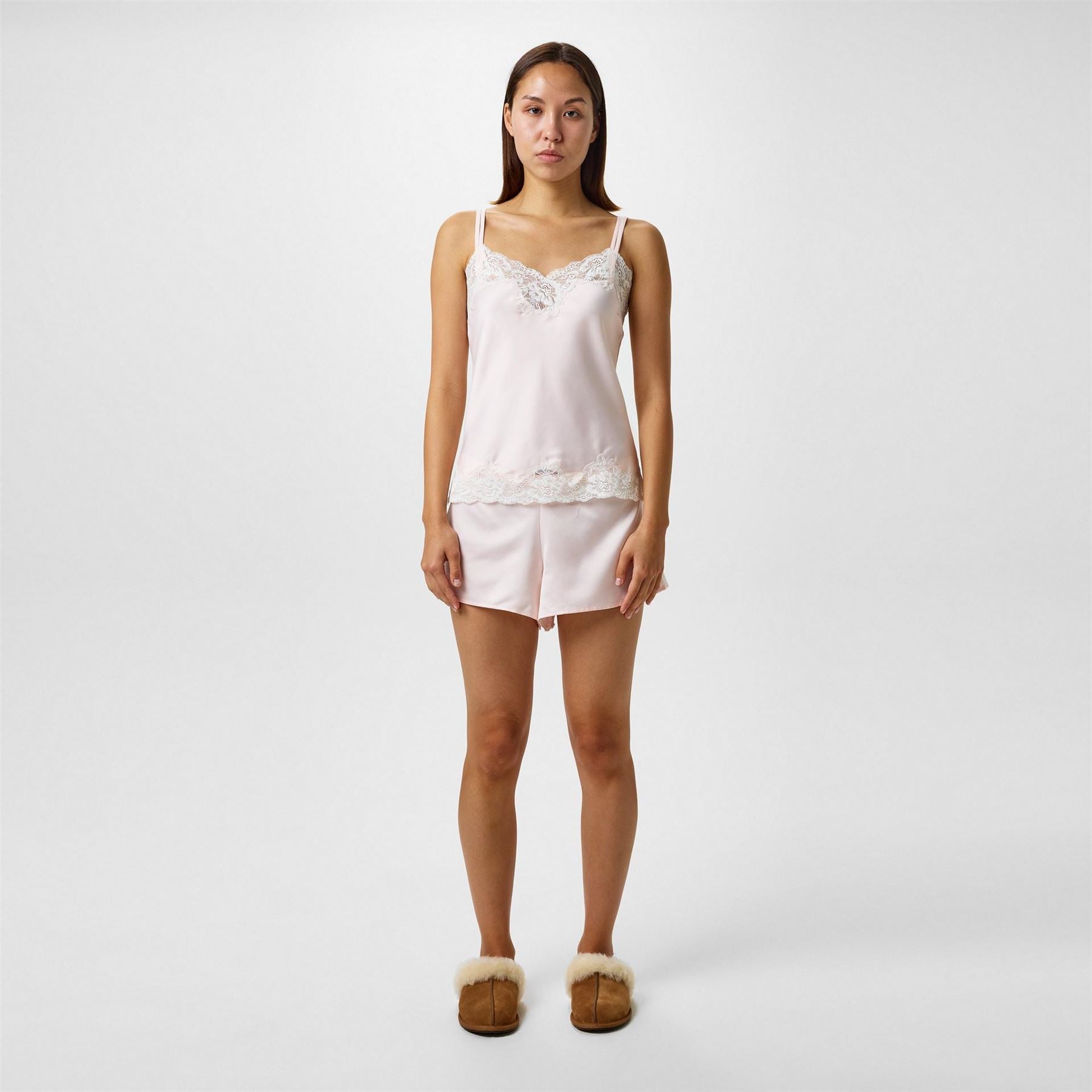 Lauren by Ralph Lauren Satin Lace Trim Pyjama Set