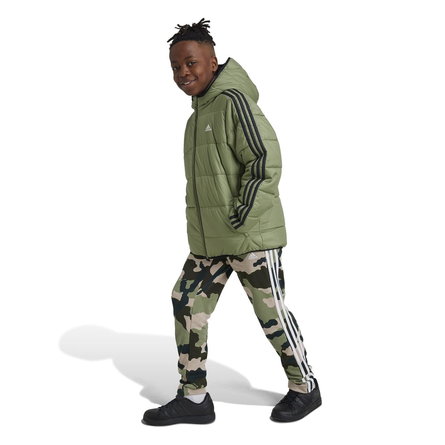 adidas Kids Essentials 3S Hooded Long Sleeve Puffer Jacket
