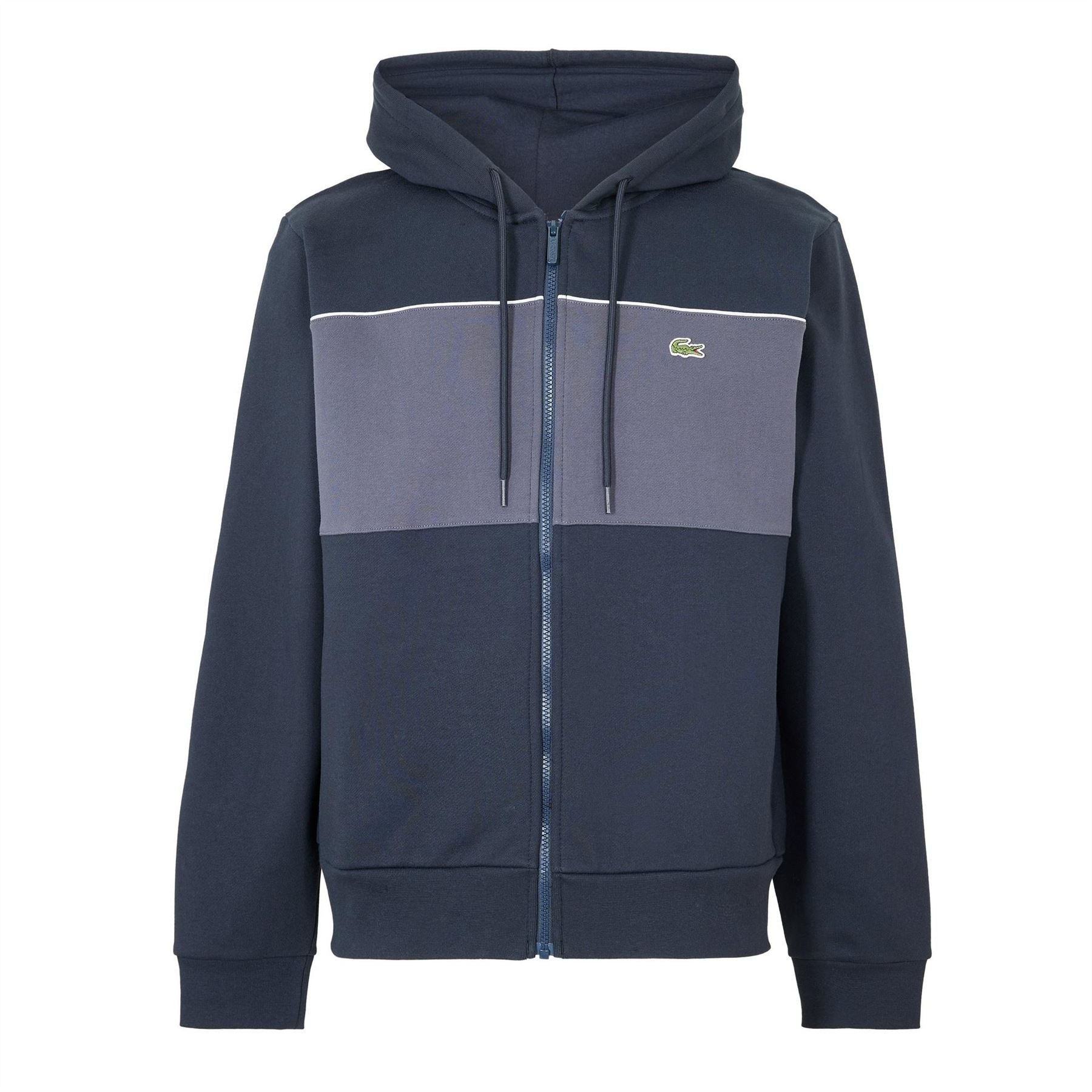 Lacoste Color Block Hooded Ribbed Cuff Sweat Jacket with Logo
