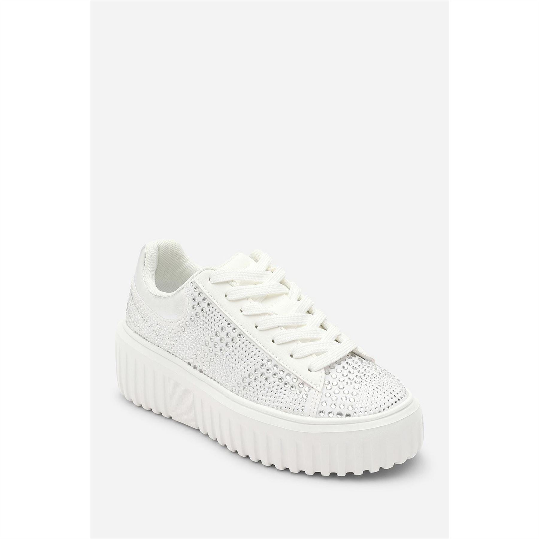 Wheres That From Lace Up Trainer With Diamante Pattern And Chunky Sole