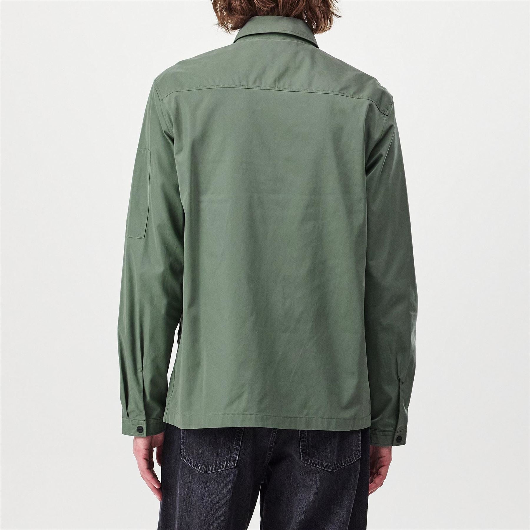 Hugo HUGO Emmond Cotton Long Sleeve Zip Overshirt   Contemporary Design with Logo Detail