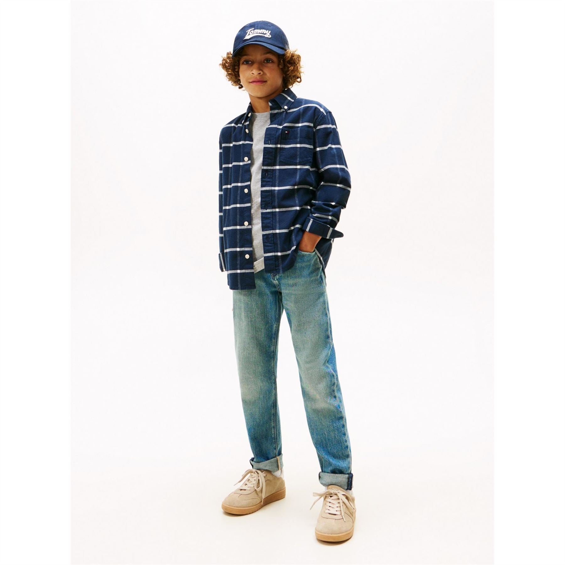 Tommy Hilfiger Durable Denim Adjustable Waist Straight Leg Jeans