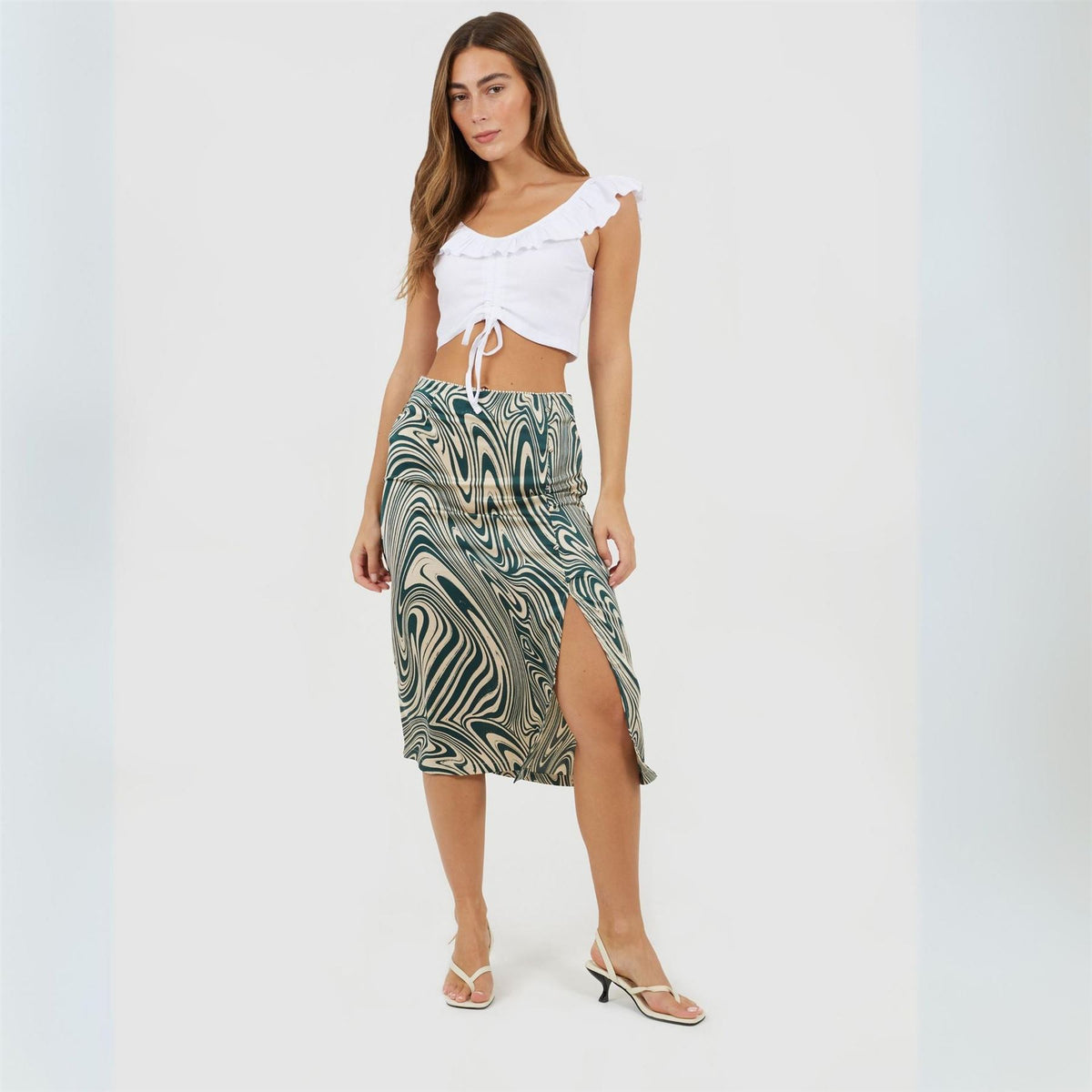 Brave Soul Womens Frill Vest With Gathered Front