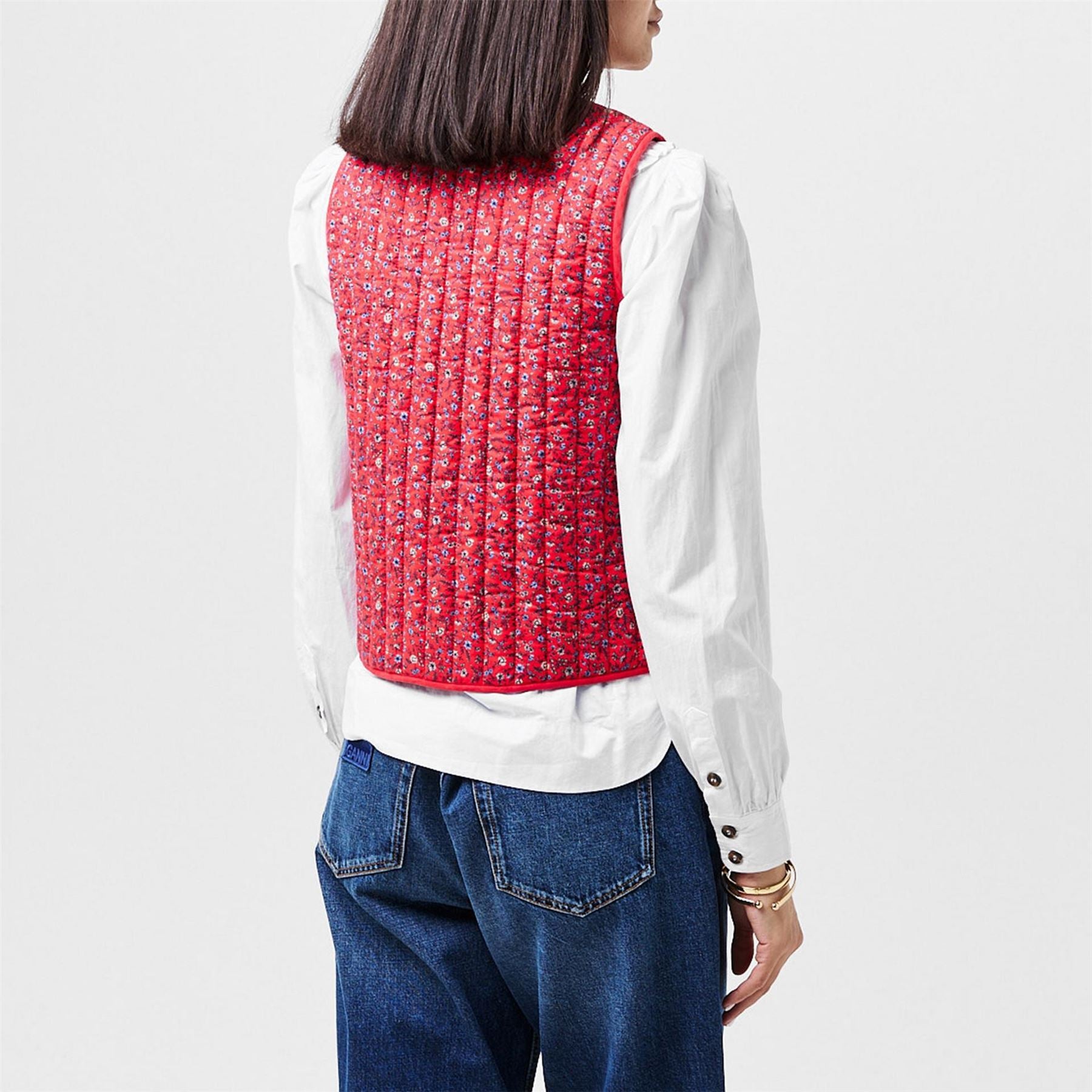 Nobodys Child Floral Patterned Tie Front Quilted Gilet