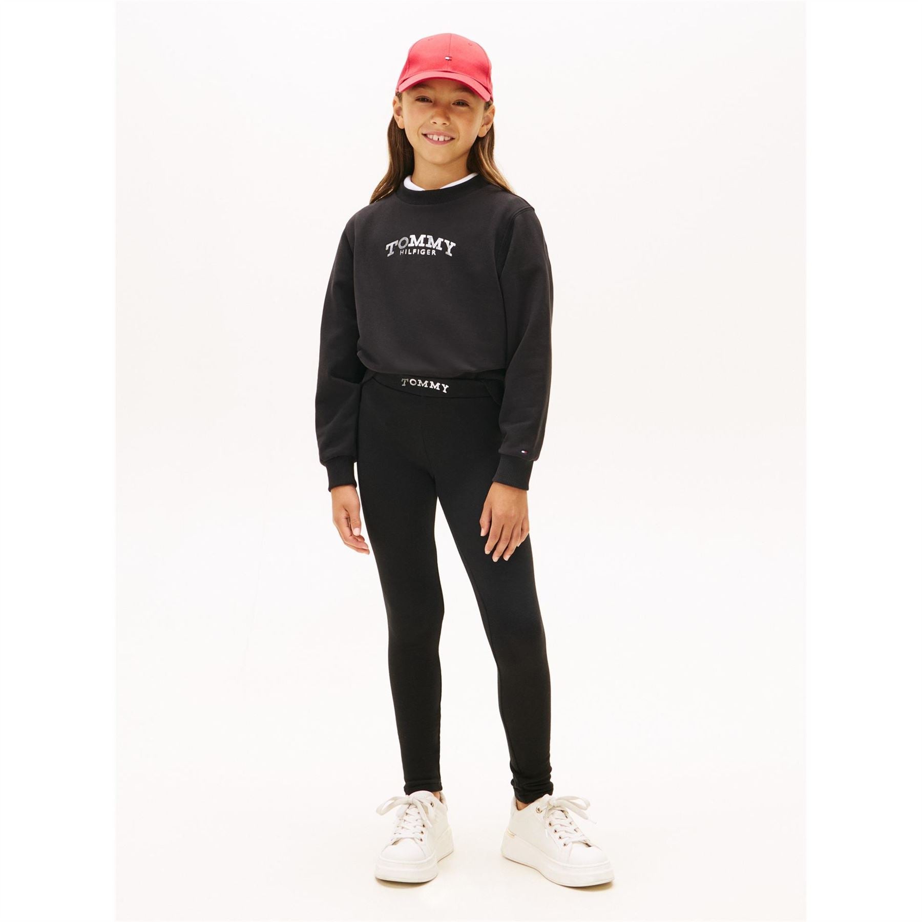 Tommy Hilfiger Lettering Crew Neck Long Sleeve Sweatshirt Legging Coord Set