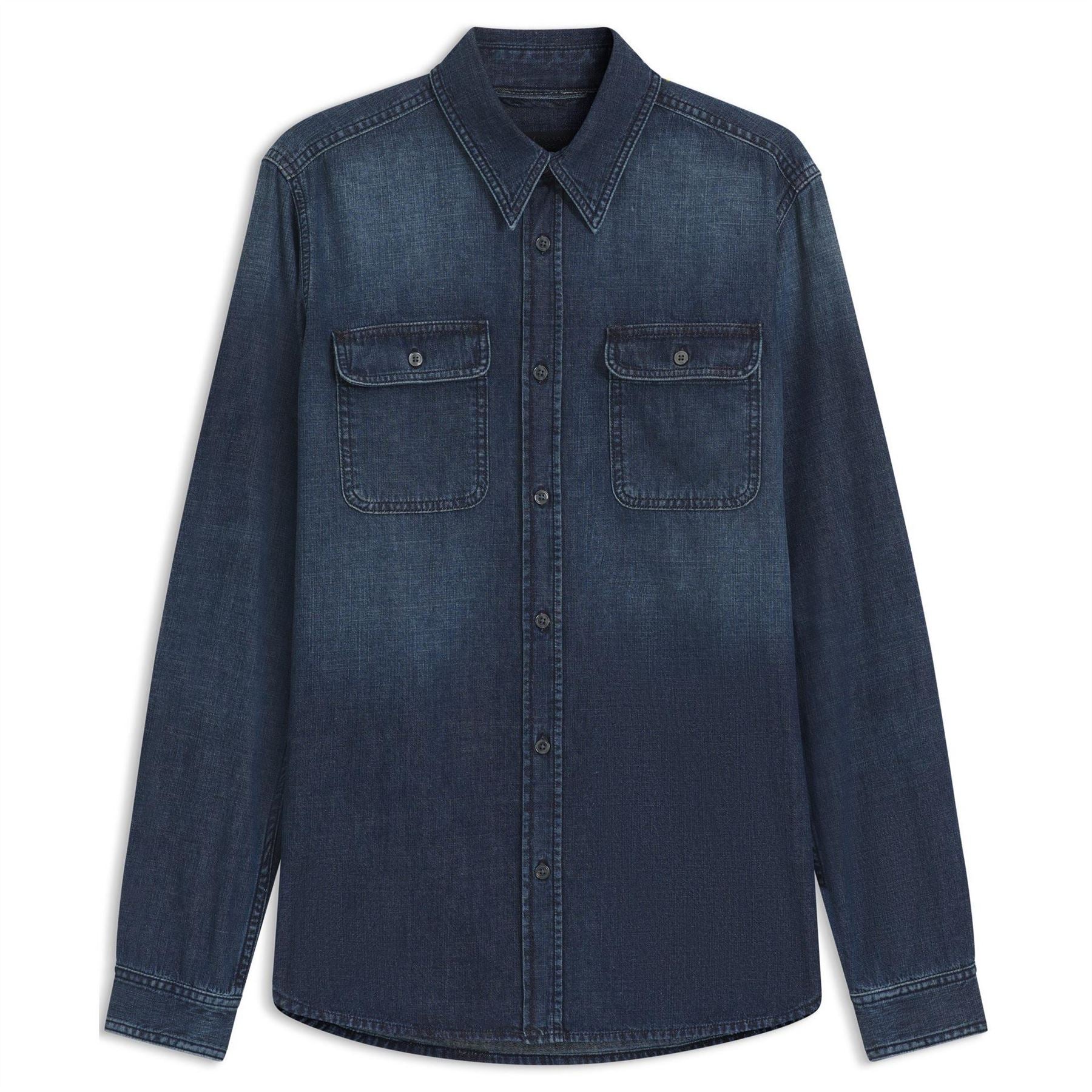 Boss Double Breasted Cotton Long Sleeve Denim Shirt