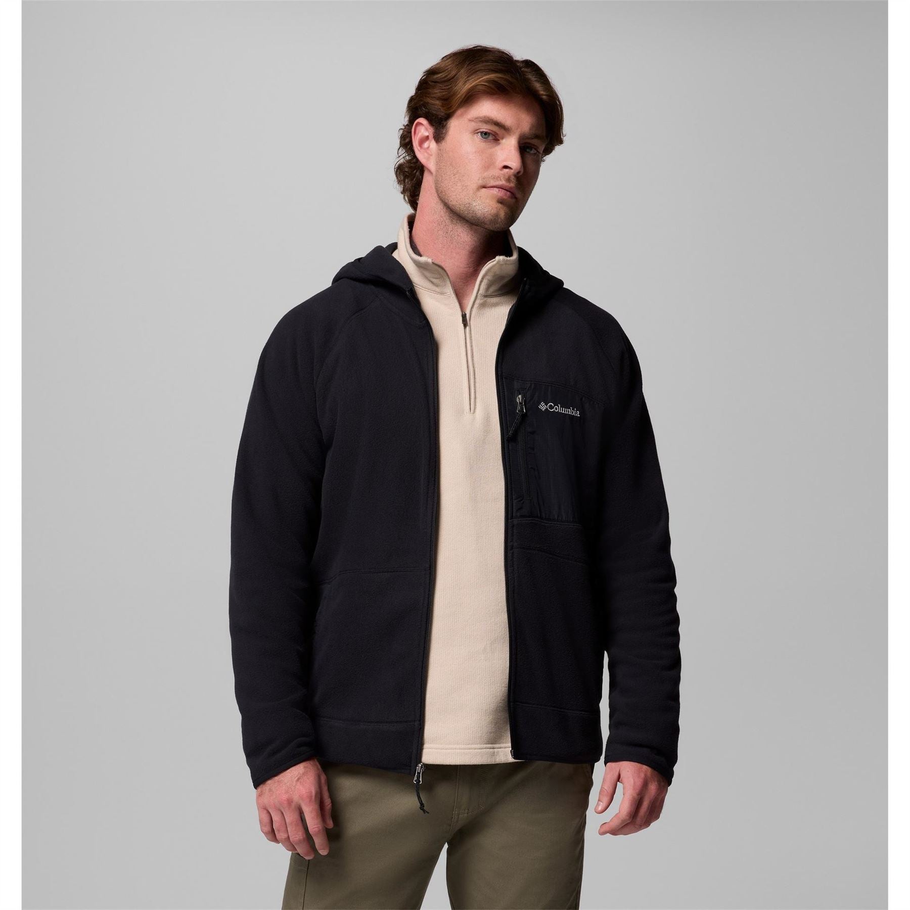 Columbia Fast Solid Patterned Hooded Neck Full Zipper Ribbed Cuff Jacket