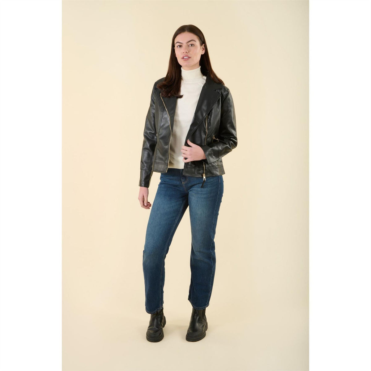 Harvey and Jones Roxanne Tailored Fit Faux Leather Jacket