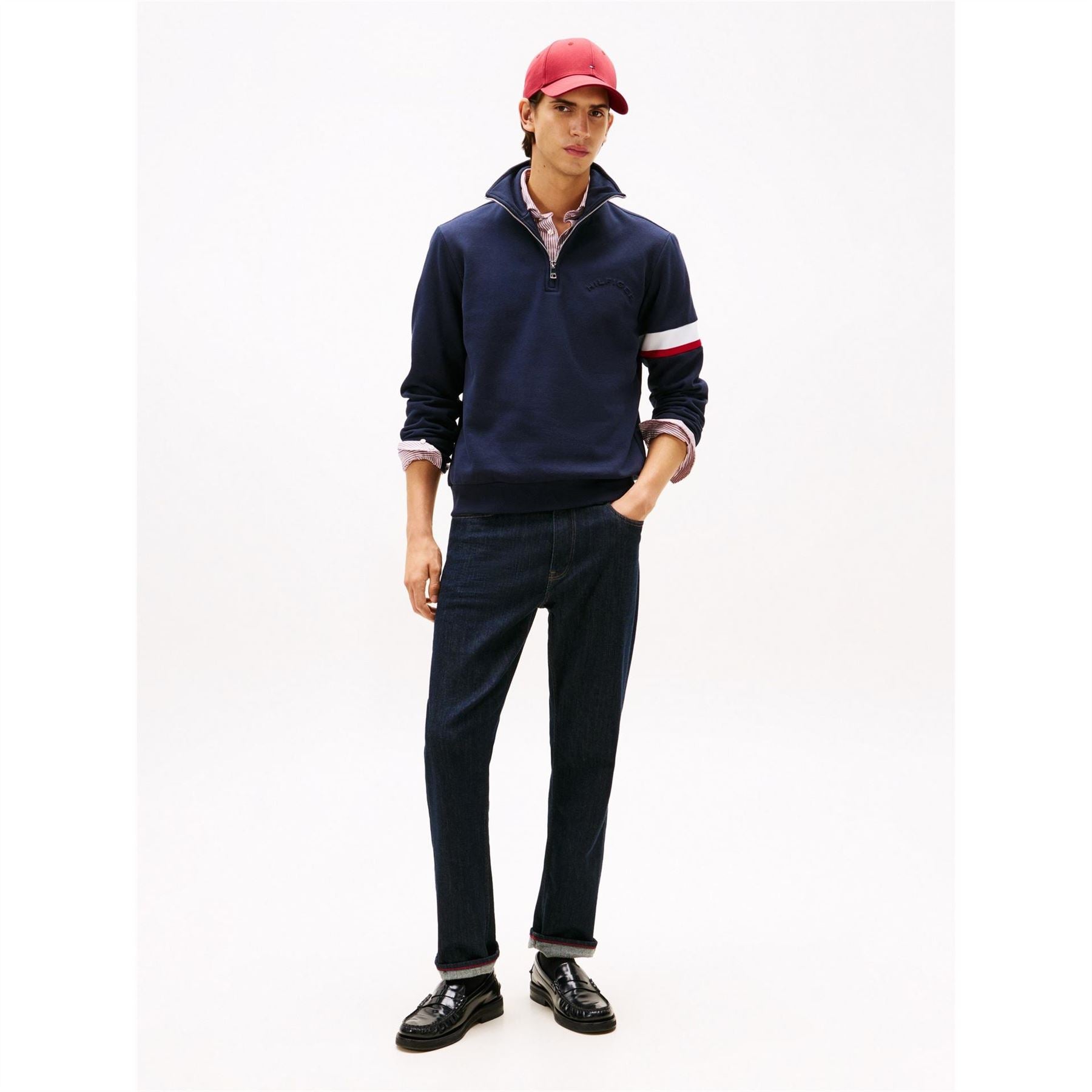 Tommy Hilfiger Zip Neck High Collar Long Sleeve Sweatshirt